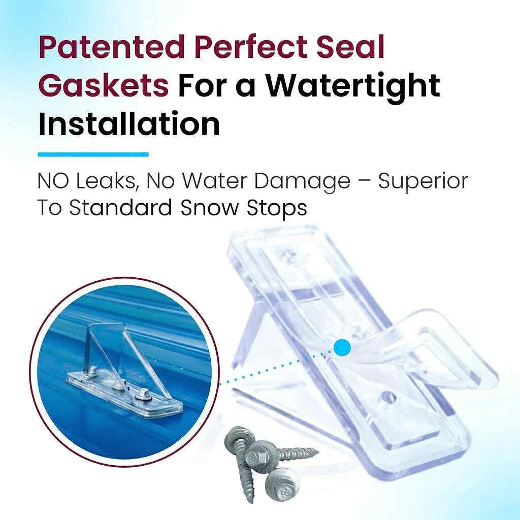 50 Pack Snow Guards for Metal Roofs – with Perfect Seal Gaskets & Screws – Heavy-Duty Polycarbonate Snow Stops Prevent Sliding Snow & Ice –