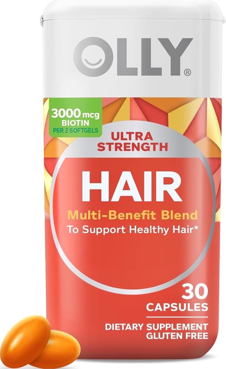 OLLY Ultra Strength Hair Softgels, Biotin, Keratin, Vitamin D, B12 - 30 Ct