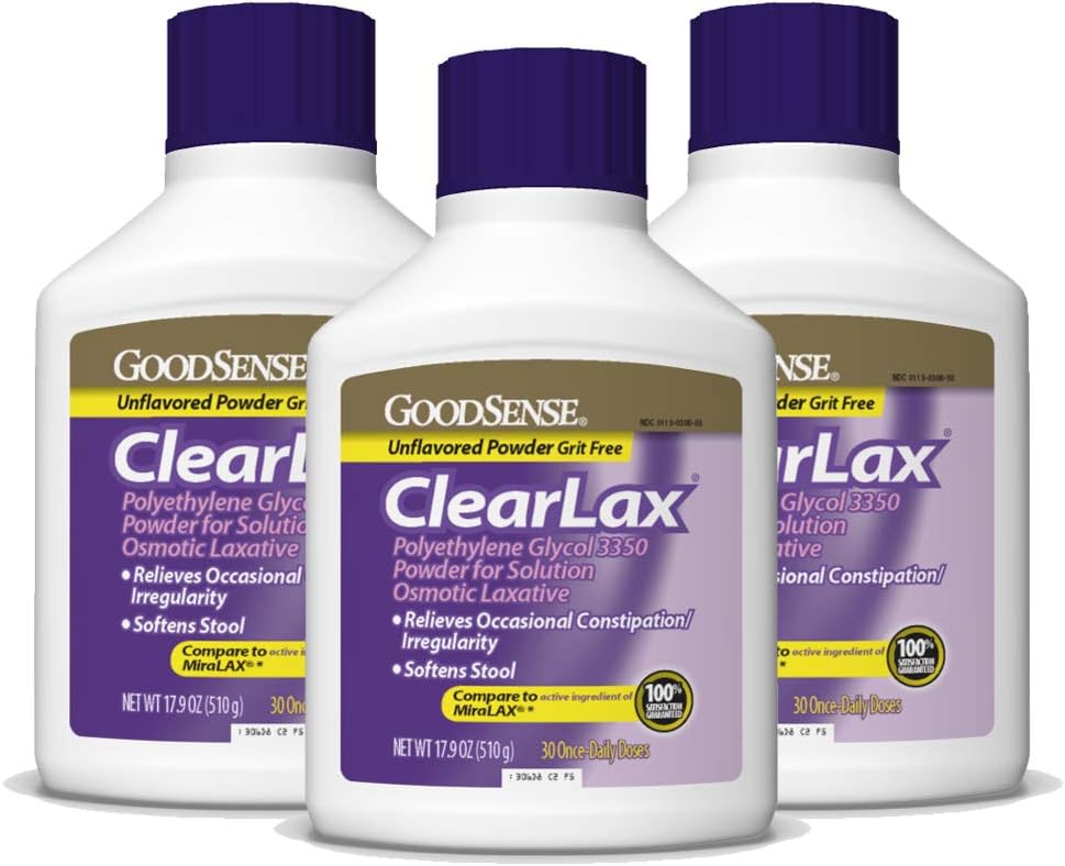 GoodSense ClearLax, Polyethylene Glycol 3350 Powder for Solution, Osmotic Laxative, 17.9 Ounce