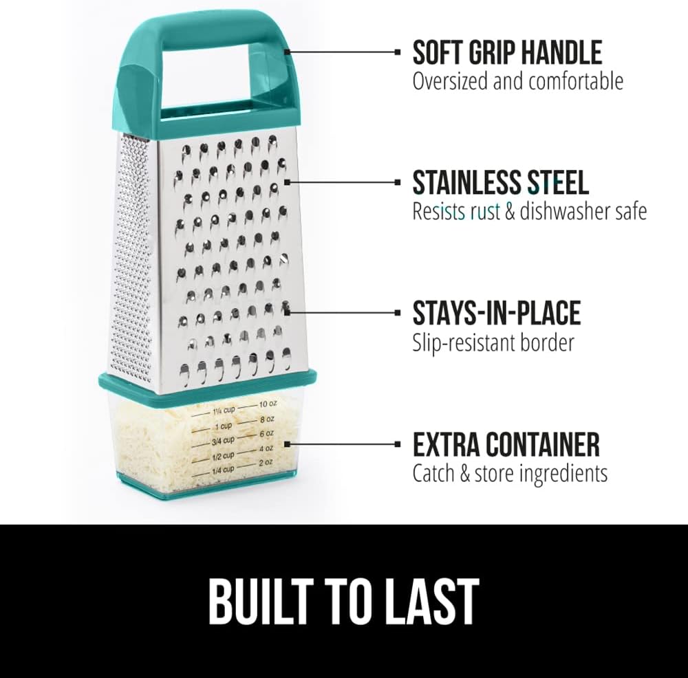 GORILLA GRIP® XL 4-Sided Stainless Steel BPA-Free Cheese Grater, Black