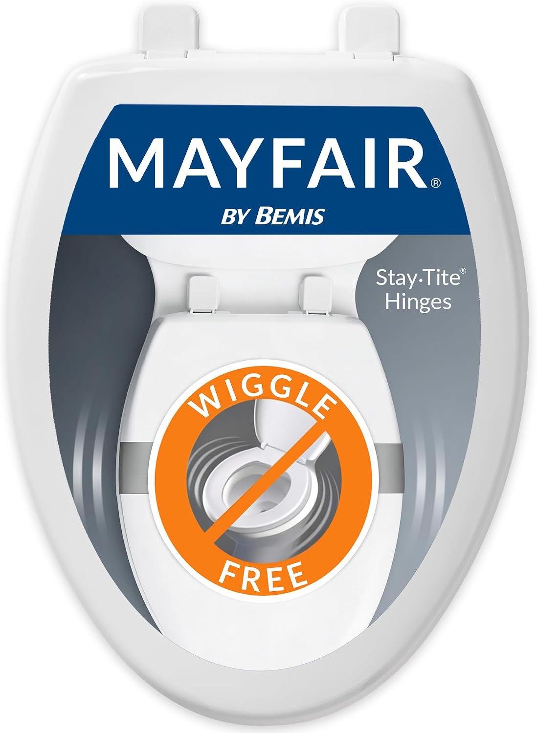 Mayfair Caswell Modern Slow Close Toilet Seat, Durable Plastic, Elongated, White