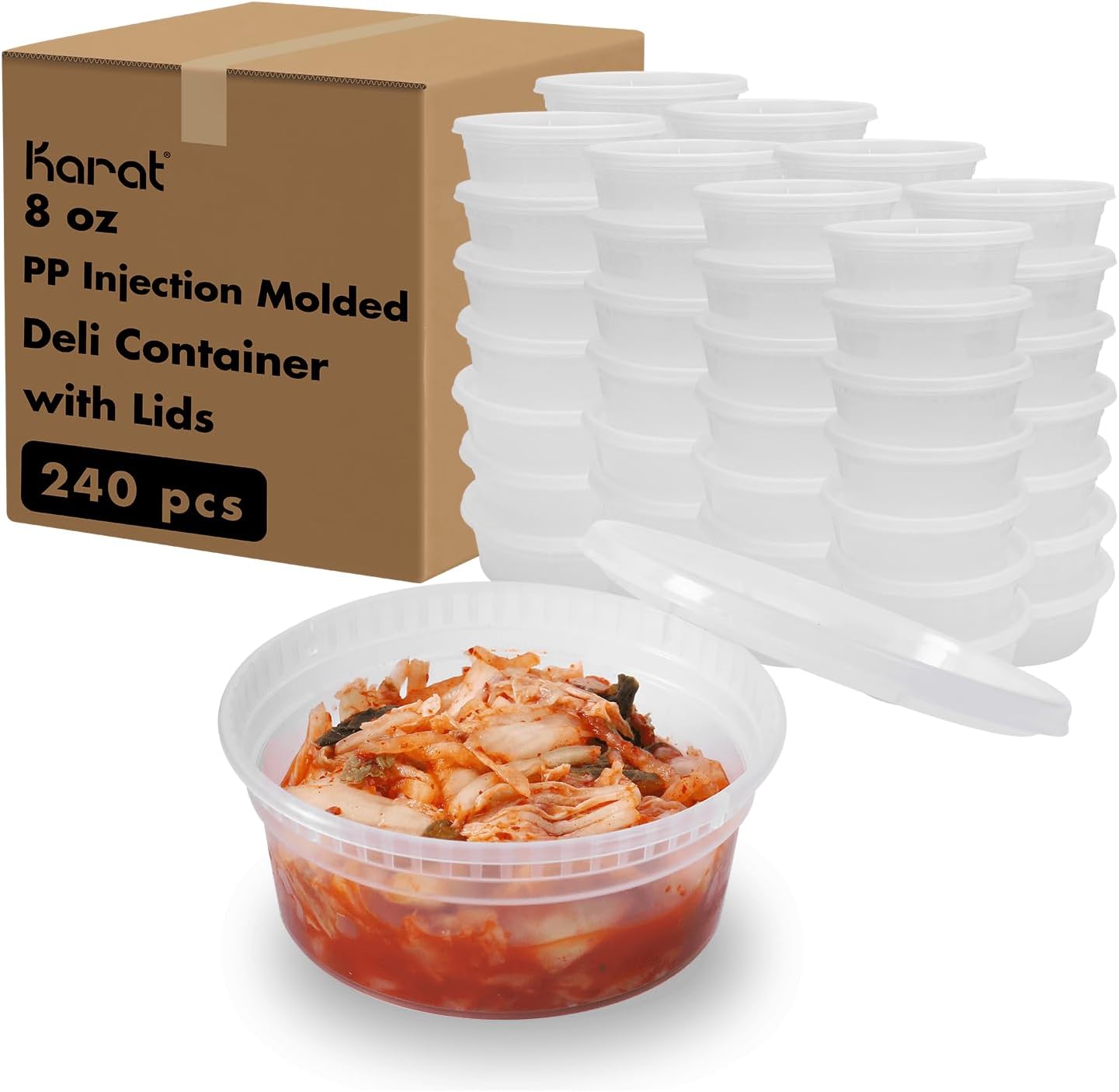 Karat [32oz - 240 ct] Clear PP Injection Molded Round Deli Containers with Lids (FP-IMDC32-PP)