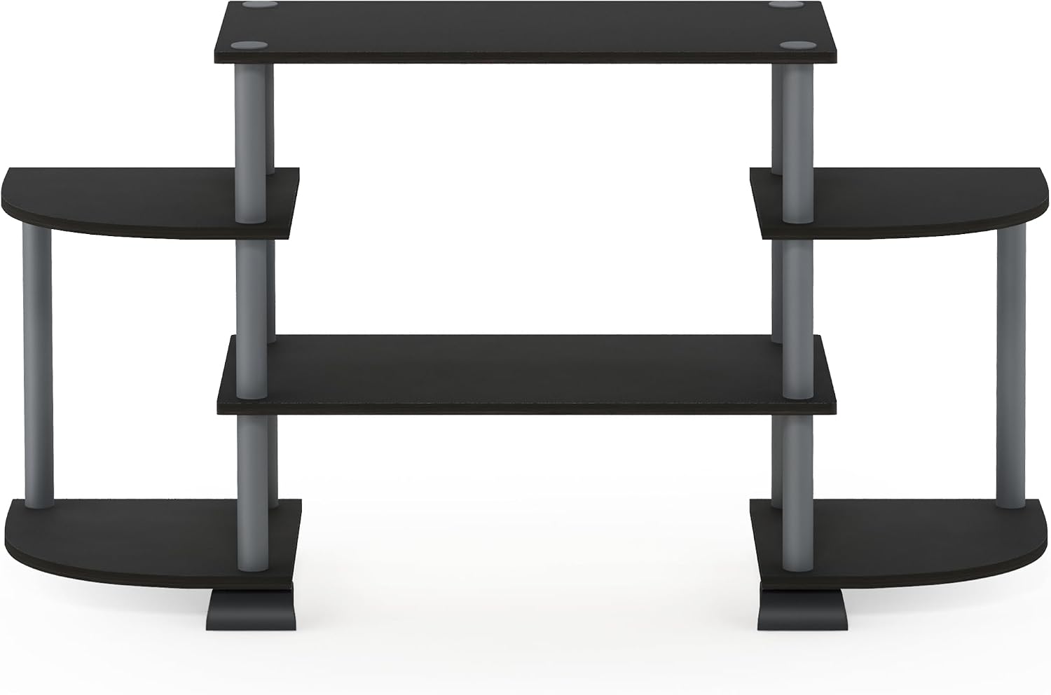 Furinno TURN-S-TUBE 3-Tier TV Stand for TVs up to 55 Inch, French Oak | Toolless Entertainment Center with Open Storage Shelves, Media Console Table with Soundbar Shelf for Living Room, Bedroom