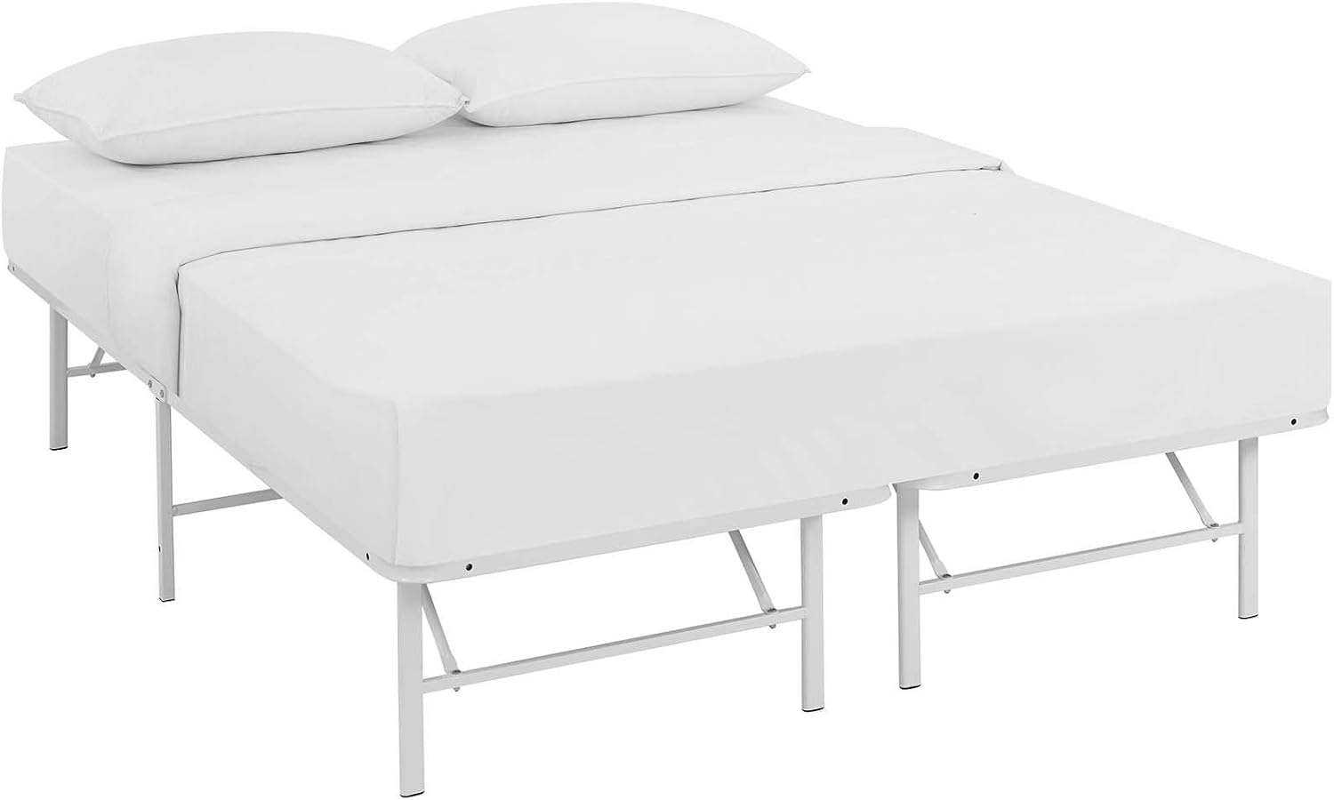 Modway Horizon Queen Bed Frame In Gray - Replaces Box Spring - Folding Metal Mattress Bed Frame