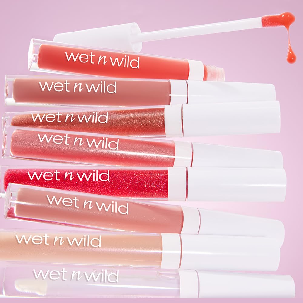 wet n wild MegaSlicks Lip Gloss, Ultra-Glossy, Vitamin-E Enriched, Ultra-Gloss High Shine Moisturizing, Cruelty-Free & Vegan - Bronze Berry