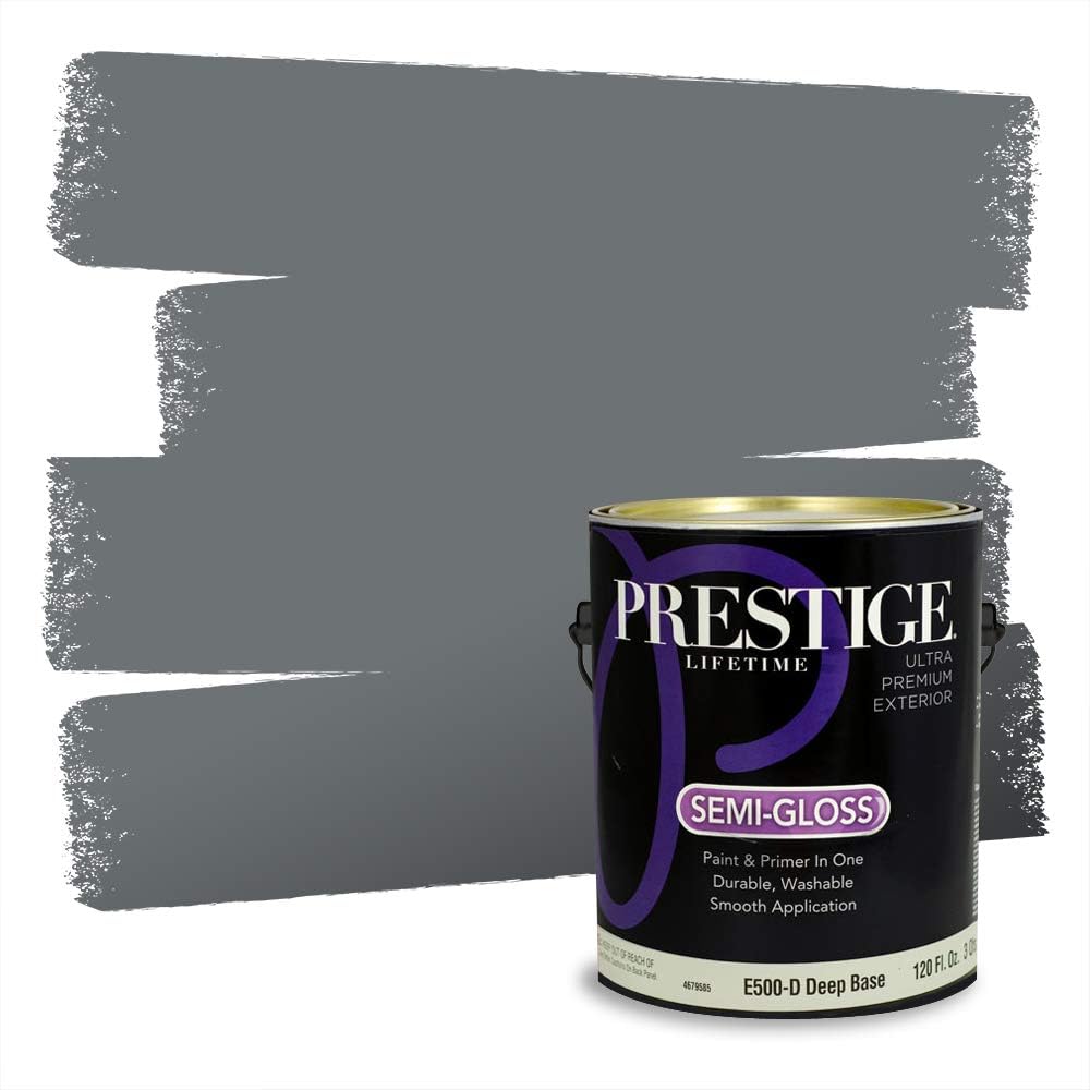 PRESTIGE Paints Exterior Paint and Primer In One, 1-Gallon, Semi-Gloss, Comparable Match of Behr* Intercoastal Gray*
