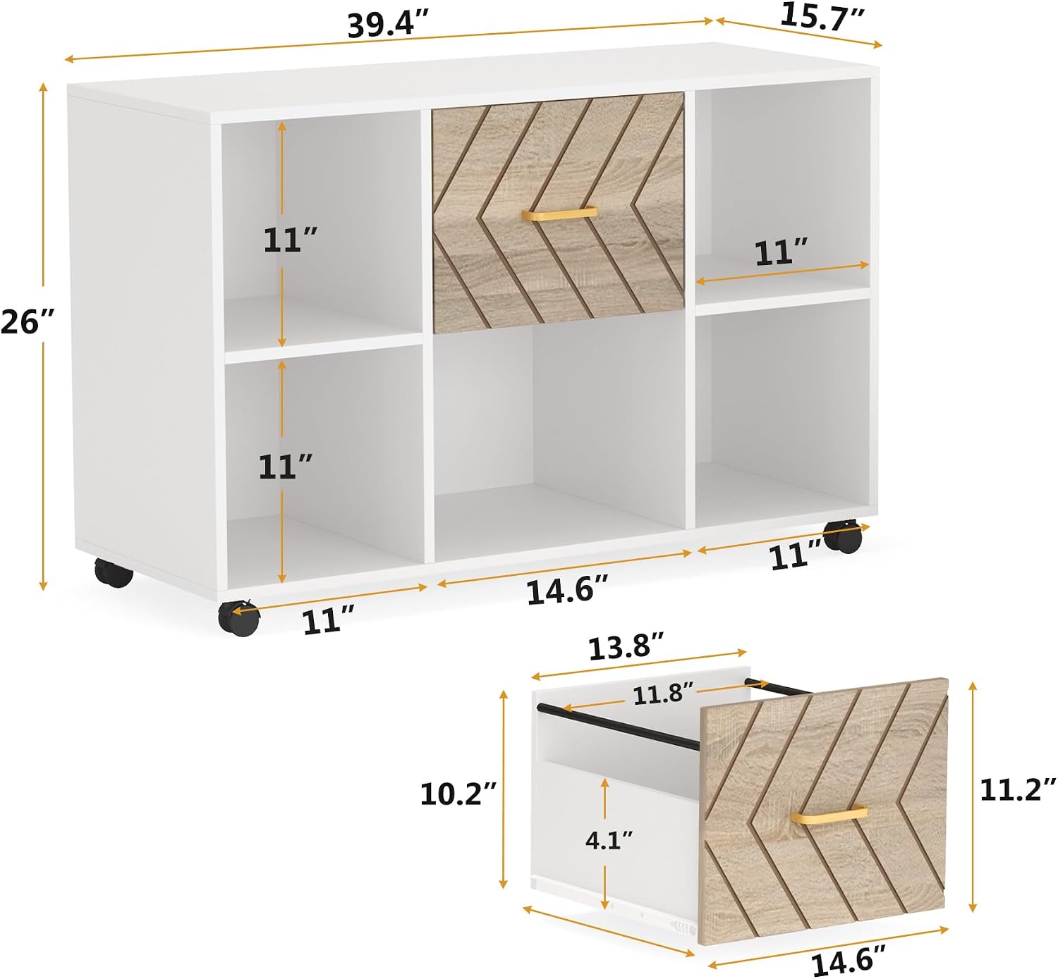 Tribesigns 2 Drawer File Cabinet, Large Mobile Lateral Filing Cabinet for Letter Size