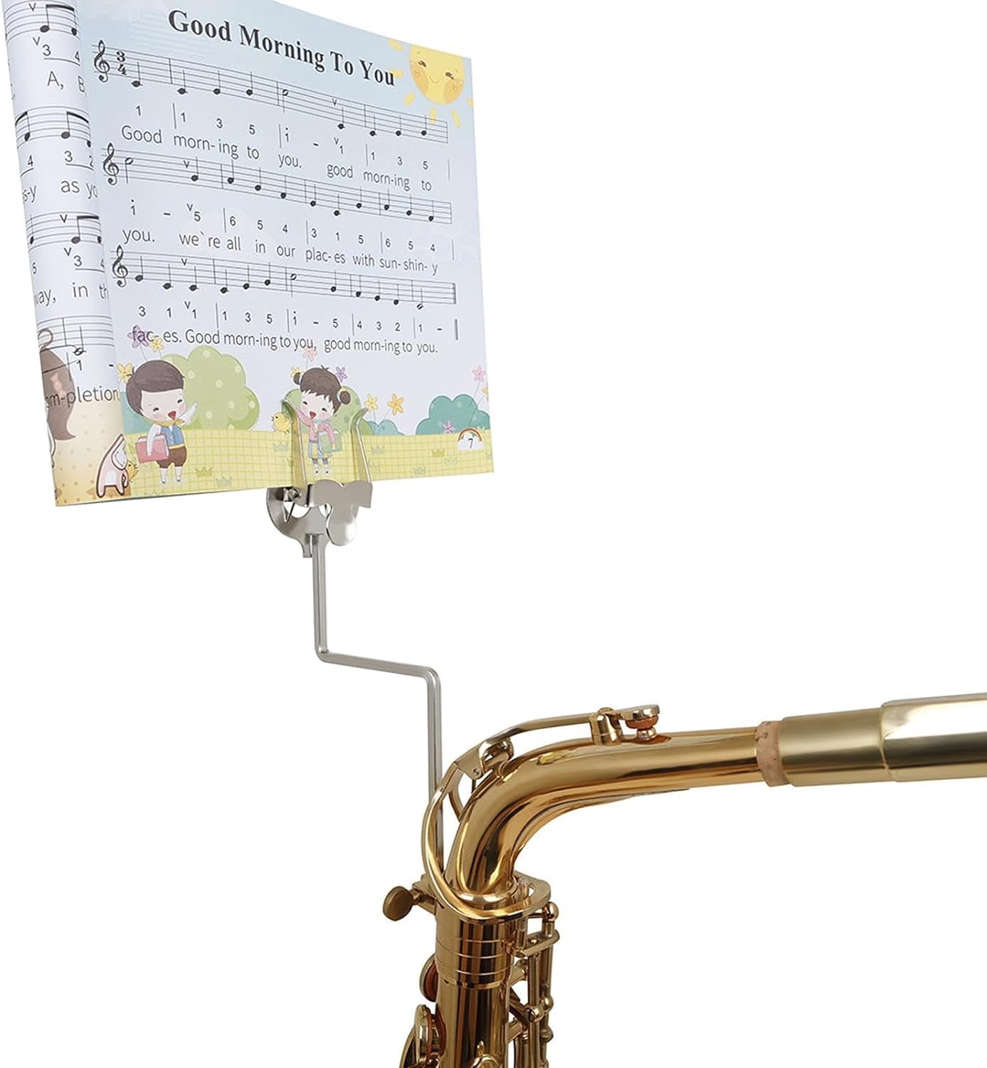 Alto Saxophone Marching Lyre Clamp-On Holder Lyre Sax Nickel-Plated Sheet Music Clip 1Pcs