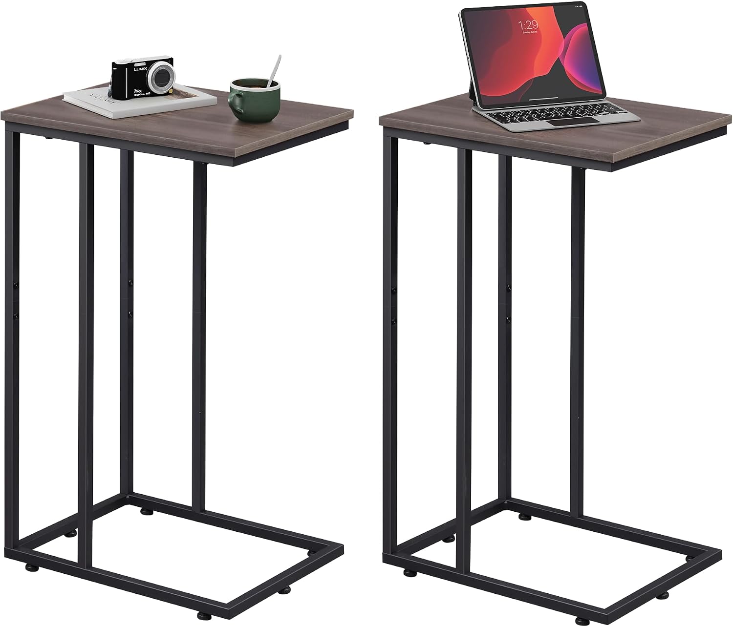 WLIVE C Shaped End Table, Small Side Tables for Sofa and Bed, Couch Table that Slides Under for Living Room, Bedroom, Home Office, Small Spaces