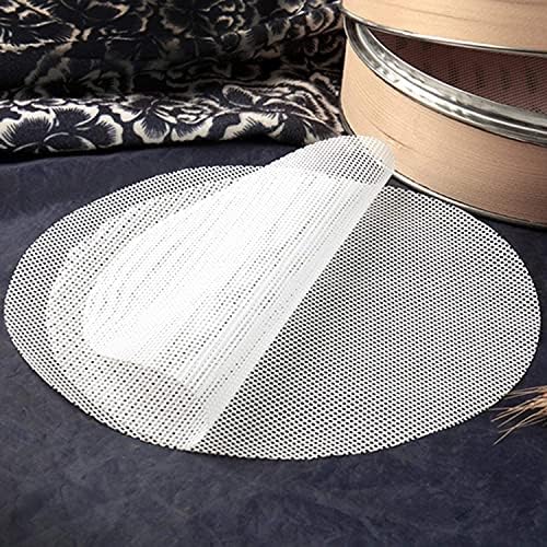 GUCUJI 8 Inch Silicone Bamboo Steamer Liners - Non-Stick, Reusable Steamer Mesh Mats for Steamed Buns, Dumplings, veggies, Dim Sum, Momo, Rice, and fish - Food Grade BPA Free (4Pcs)