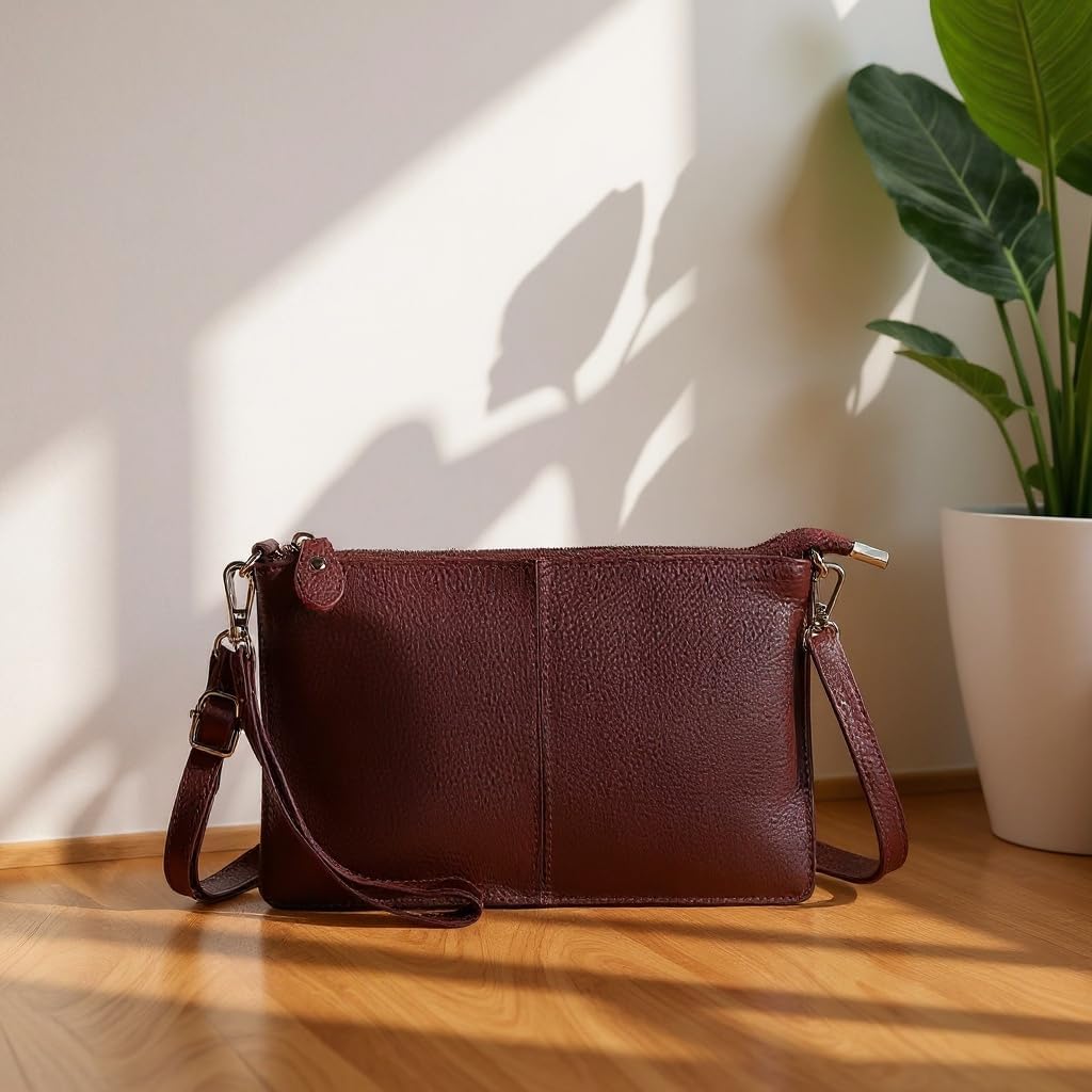 befen Genuine Leather Small Crossbody Bags for Women Wristlet Wallet Purses | Real Leather, RFID Blocking Card Slots, Wristlet Strap, Clutch Purse, Fit iPhone 17 Pro Max, Leather Handbags