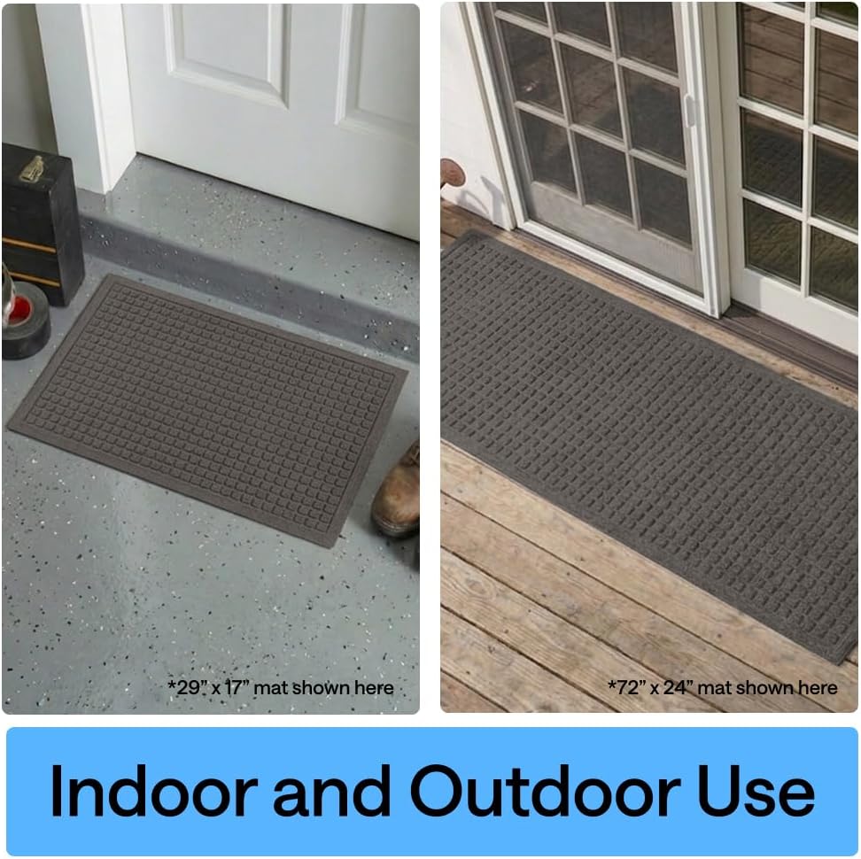 GORILLA GRIP® HydroABSORB Door Mat for Indoor Outdoor Use, 29x17 Black
