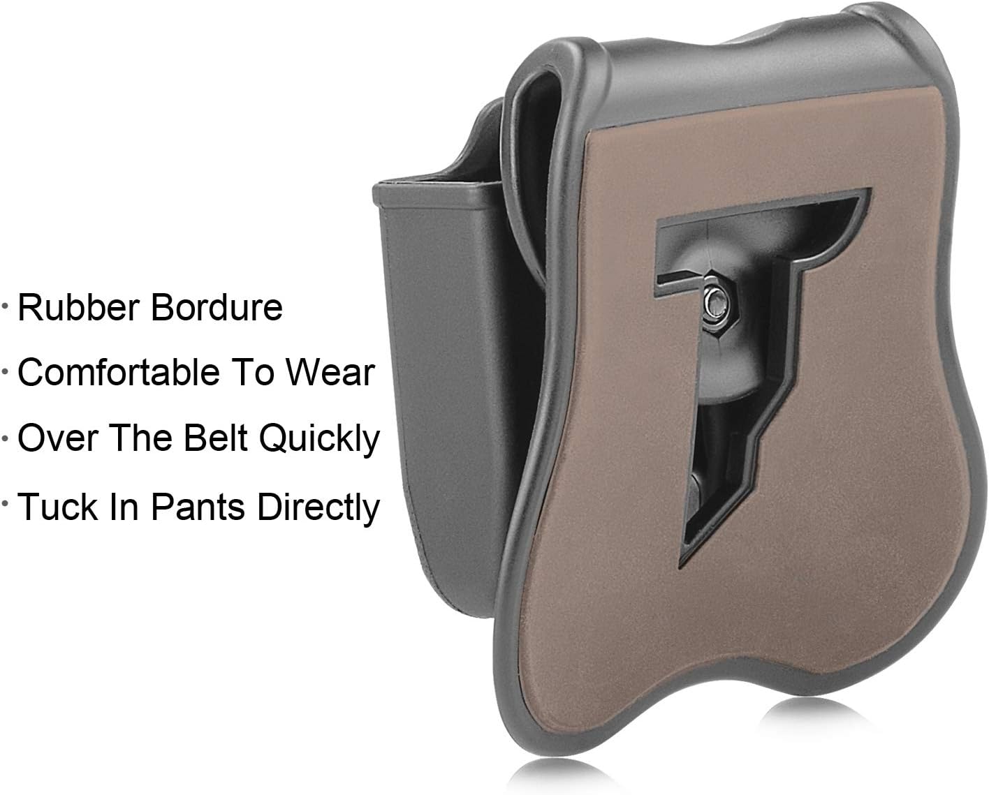 Double Mag Pouch Fit Glock 9mm/.40 Cal Magazines | Polymer Paddle Holster with 360°Adjustable Cant , Ambidextrous, Outside Waistband, Black