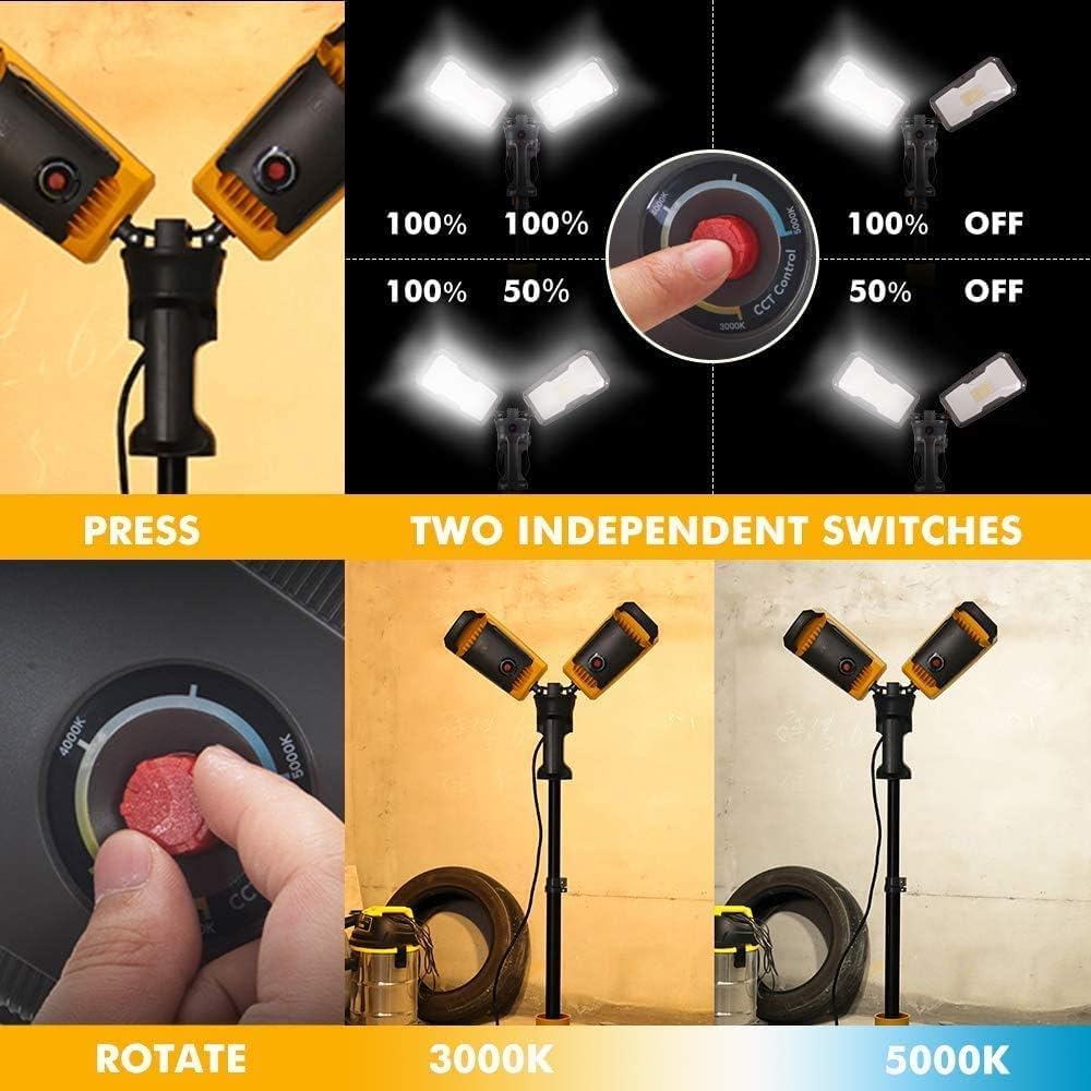 LUTEC Upgraded 5000K 15000 LM 105 W LED Work Light with Telescoping Tripod