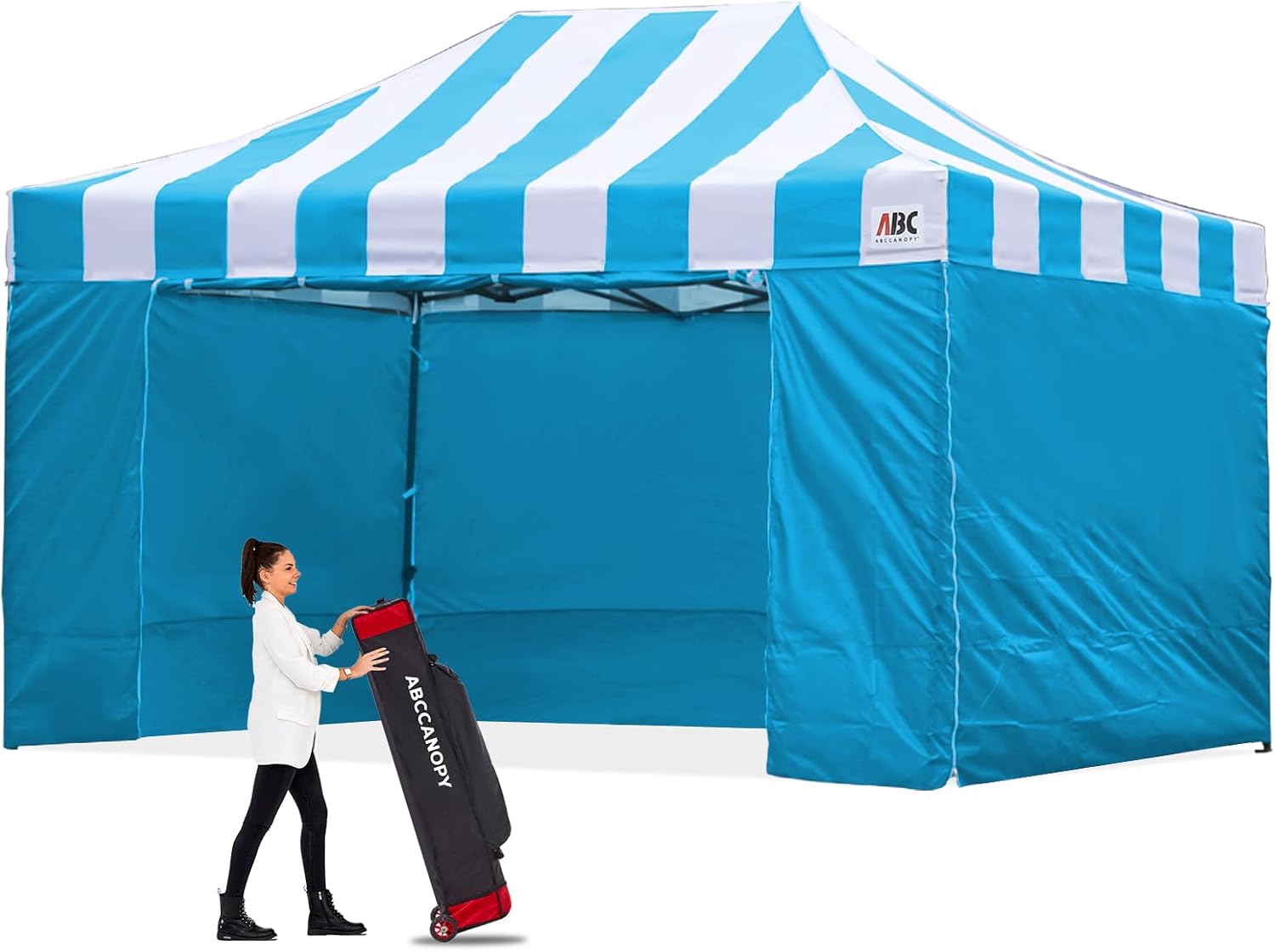 ABCCANOPY Heavy Duty Easy Pop up Canopy Tent with Sidewalls 10x20, Turquoise