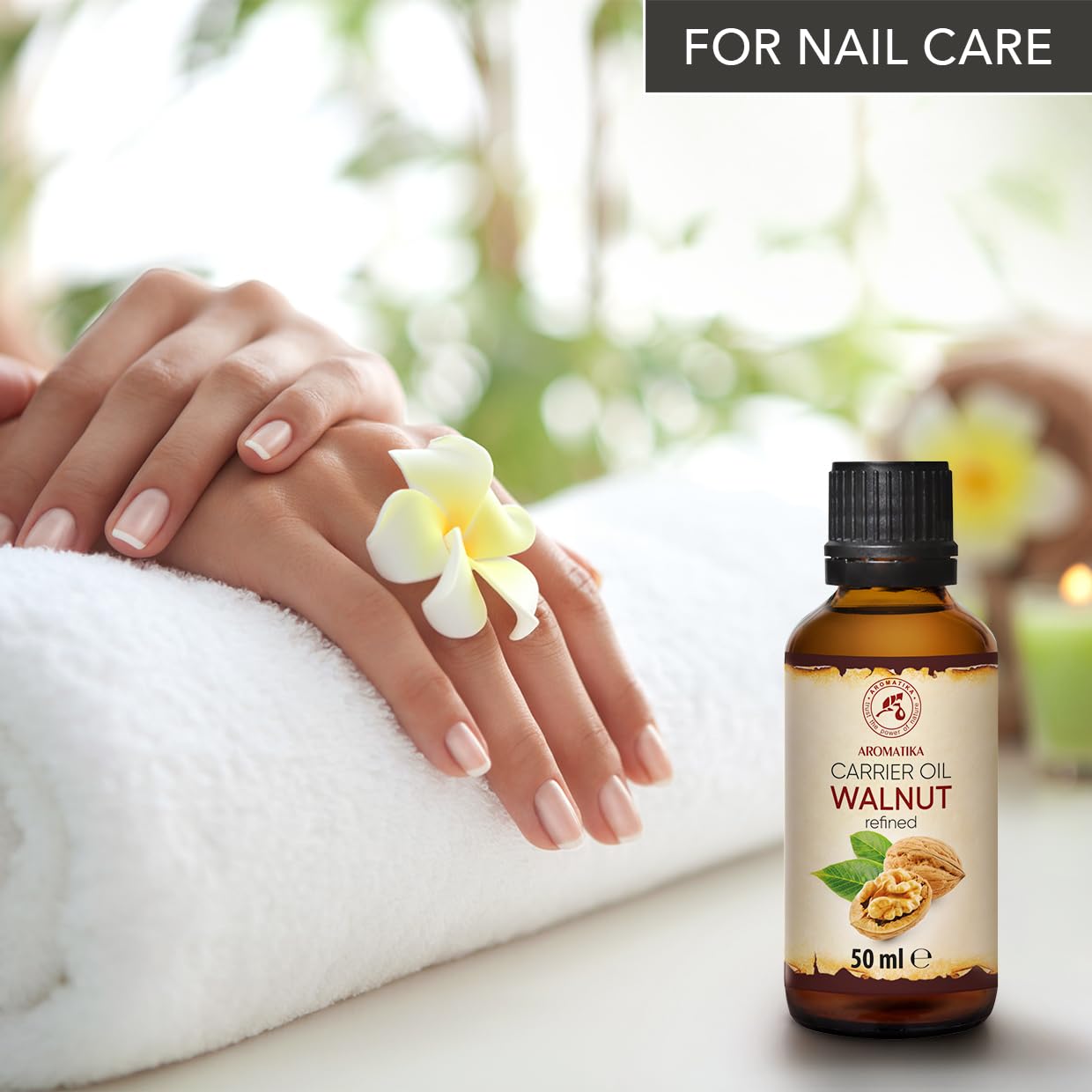 AROMATIKA Walnut Oil 1.7 Fl Oz (50ml) - Juglans Regia Seed Oil - USA - 100% Pure & Natural - Intensive for Face Care - Body - Hair - Skin - Nails - Hands - Good w/Essential Oil