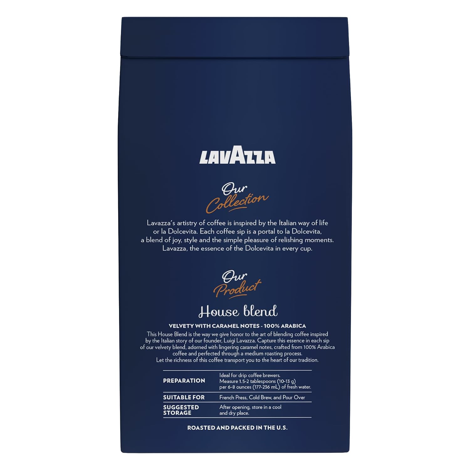 Lavazza Opera Intenso Ground Coffee 12oz Bag, Dark Roast, Bold and Balanced Taste, Intensity 4/5, Arabica and Robusta, Ideal for Drip Brewers, (Pack of 1) - Package May Vary