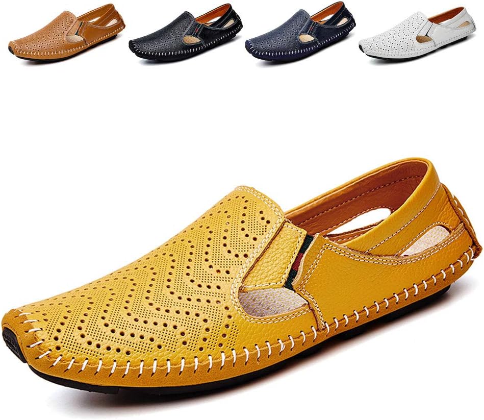 Men's Driving Shoes Leather Slipper Casual Slip on Loafers | Top Grain Leather Upper, Moccasin Toe, Slip-on, Traction Rubber Outsole, Mens Dress Shoes, Mens Casual Loafers