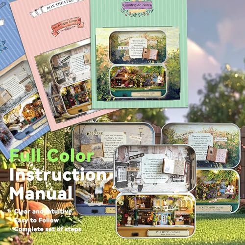Flever Dollhouse Miniature DIY House Kit Creative Room with Furniture and Cover for Romantic Valentine's Gift(Happy Corner)