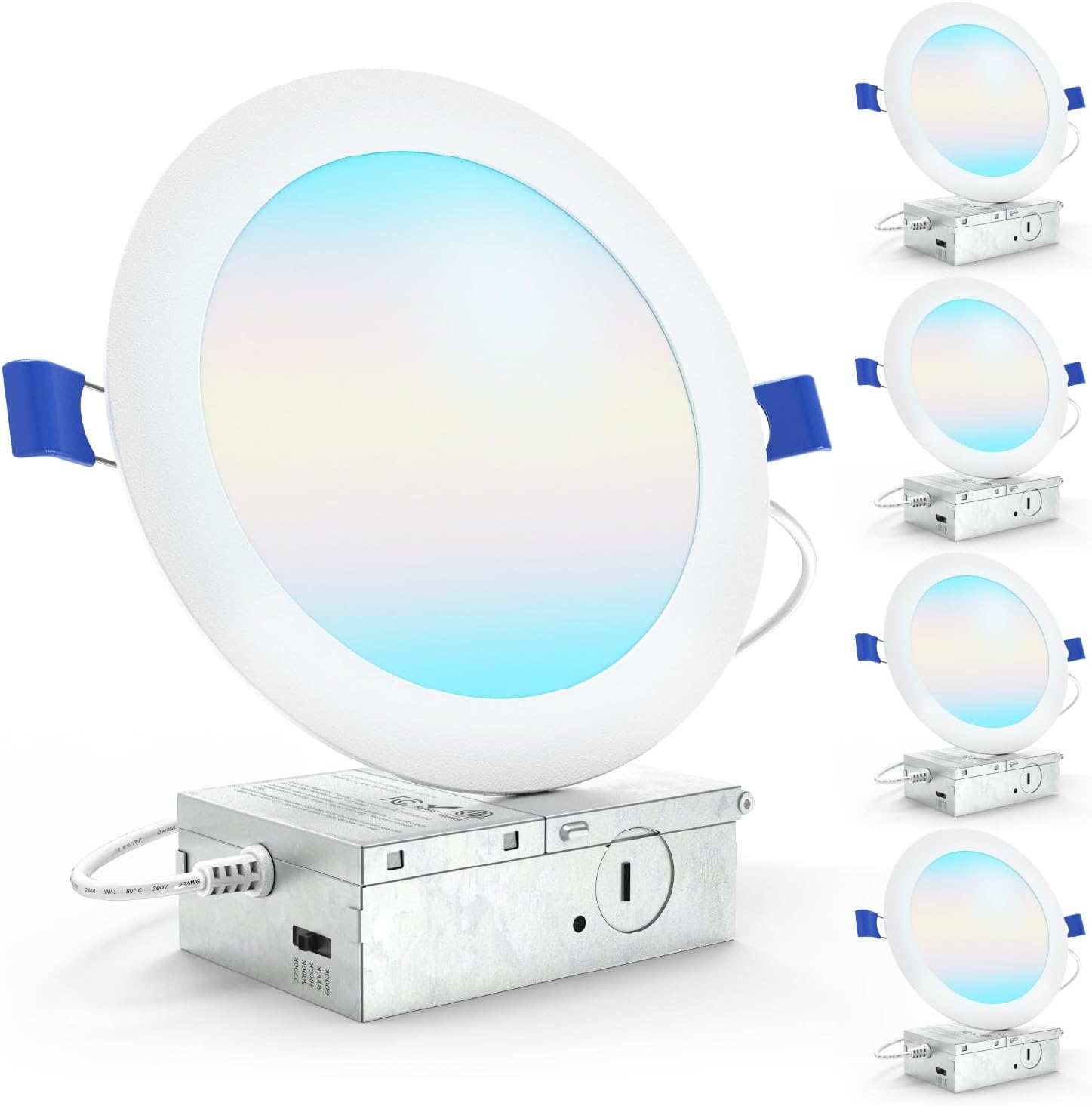 Sunco 4 Pack 6 Inch Canless LED Ultra-Slim Recessed Light, 5CCT, 14W=100W
