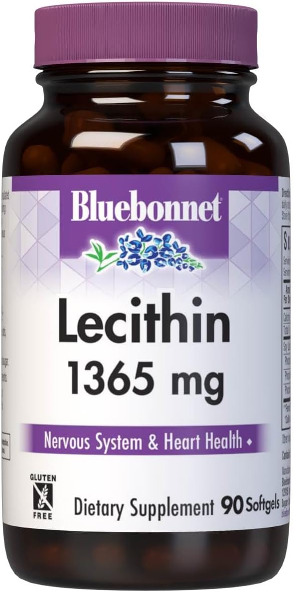 Bluebonnet Lecithin 1365mg, 90 Count | Third-party tested for purity and potency; manufactured in the USA