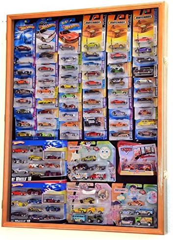 Hot Wheels/Matchbox for Cars in Retail Boxes Display Case Cabinet w/UV Door, Walnut