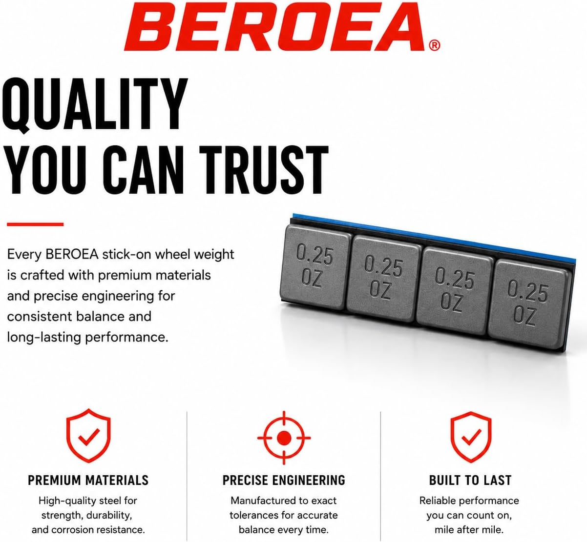 OCTOPUS BEROEA 500Pcs Zinc Black Coated Stick-On Balance Wheel Weight Lead-Free Cars SUVs Trucks Motorcycle Wheel Balancers w/Wider and 3M Tape 1oz