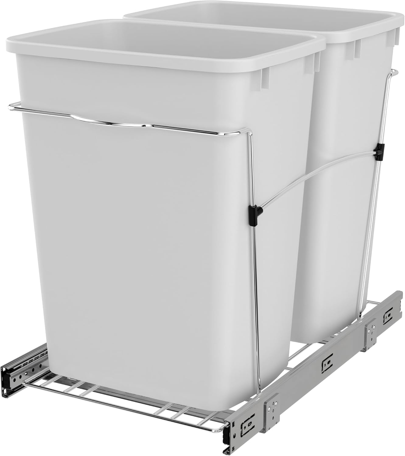 Rev-A-Shelf Double Pullout Garbage Trash Cans for Kitchen Cabinets, 35 Qt