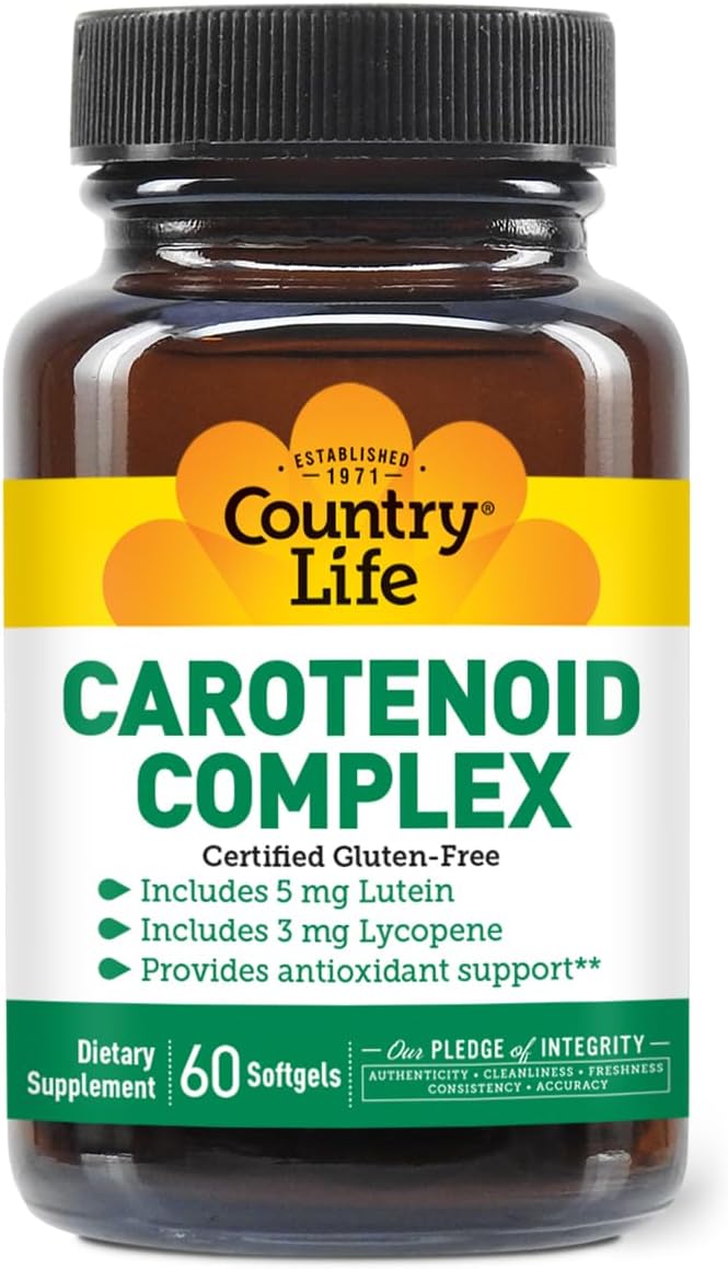 Country Life Carotenoid Complex with Lutein and Lycopene, 60 Softgels | Antioxidant support with beta-carotene