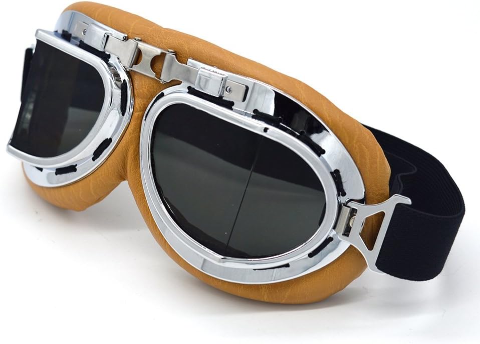 Motorcycle Goggles Anti Fog&Wind&Dust&Sand Aviator Pilot Motocross | Dirt Bike Atv Riding Goggles with Yellow Lens,Fit Over Glasses or Helmet