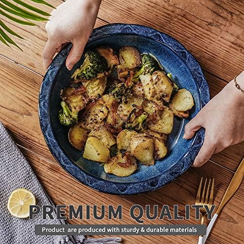 KOOV Ceramic, 9 Inches Pie Plate, Pie Dish for Dessert Kitchen, Round Baking Dish Pan for Dinner, Wrapping Upgrade, Reactive Glaze (Nebula Blue)