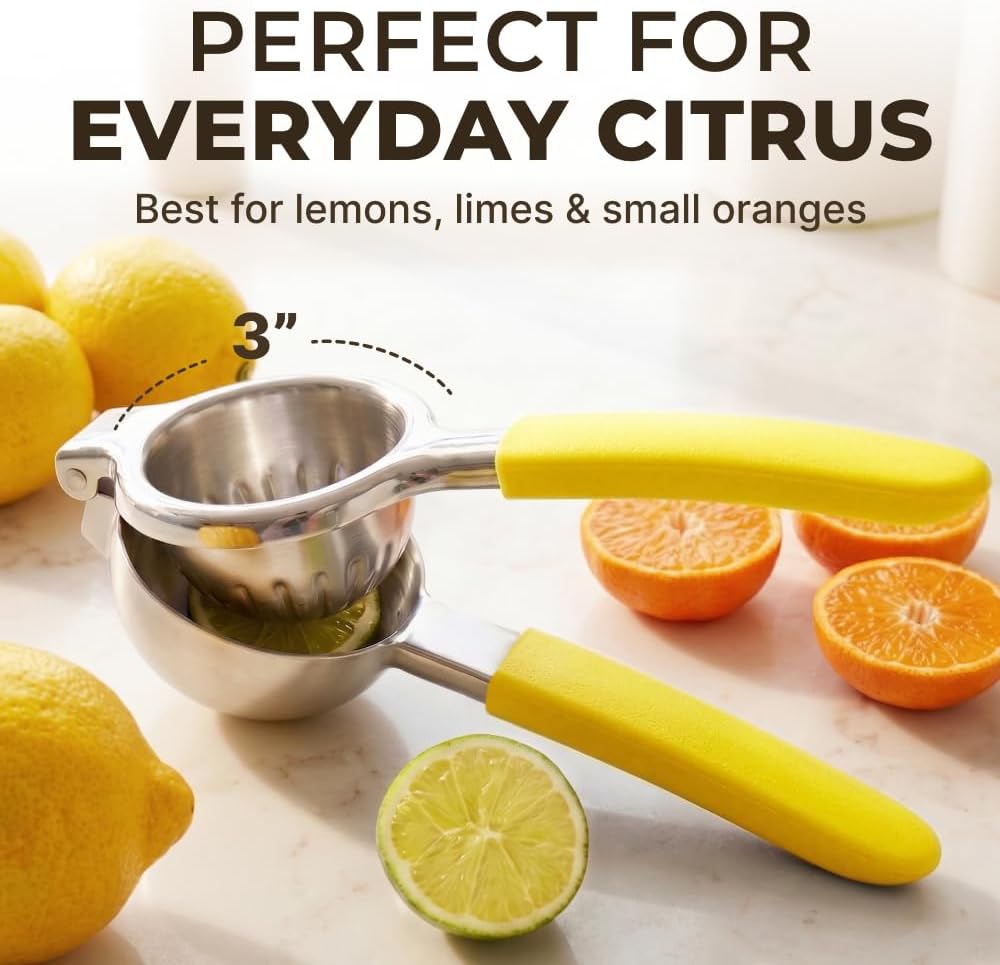 Large Lemon Squeezer Stainless Steel Press - Non-Slip Grip, Heavy Duty, Manual Design - Effortless Pro-Grade Lemon, Lime, Orange