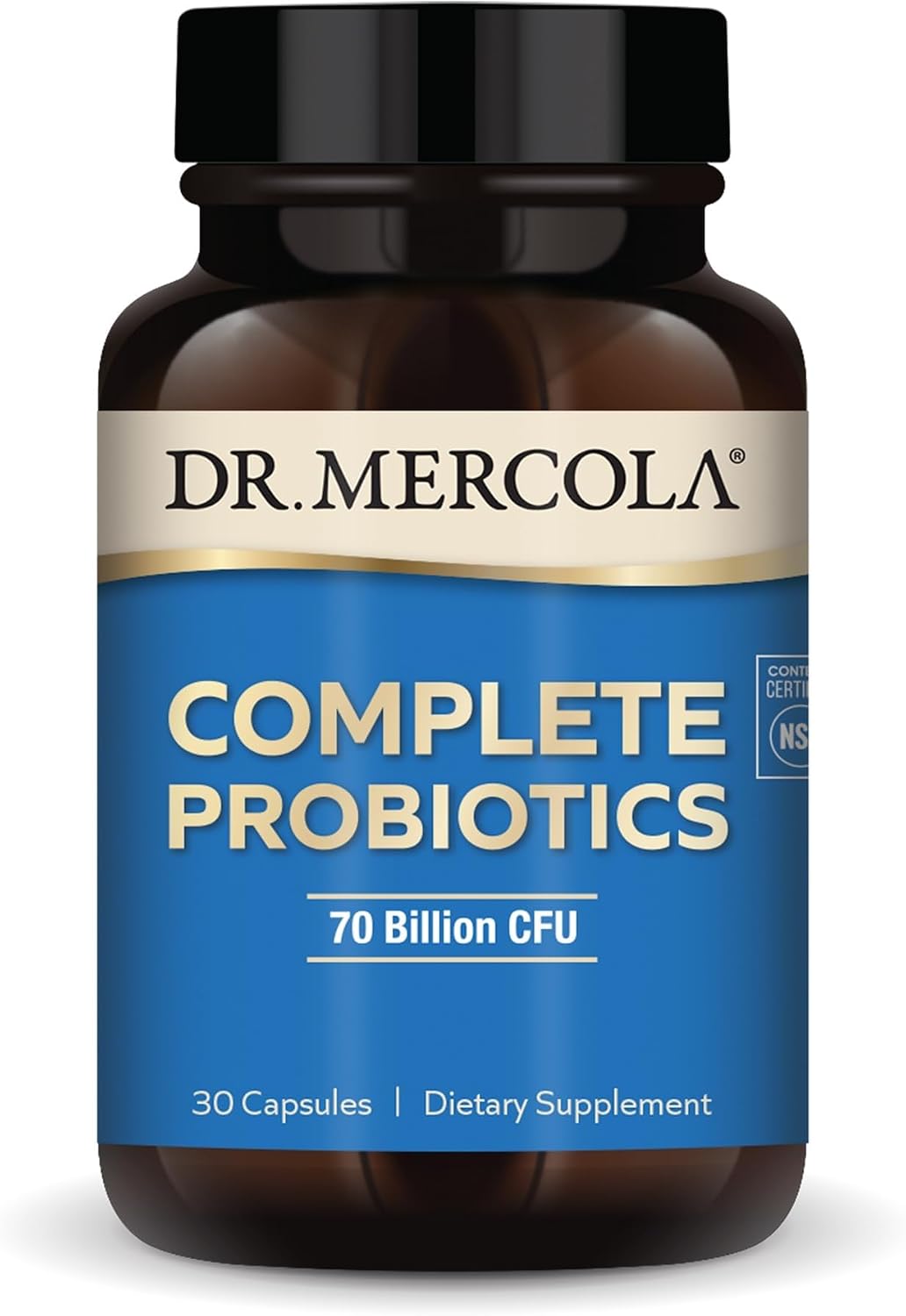 Dr. Mercola Complete Probiotics - 70 Billion CFU - Supports Immune, Digestive & Gut Health - Features 10 Strains - Shelf Stable - GMO-Free, Gluten-Free & Soy-Free - 90 Capsules (90 Servings)