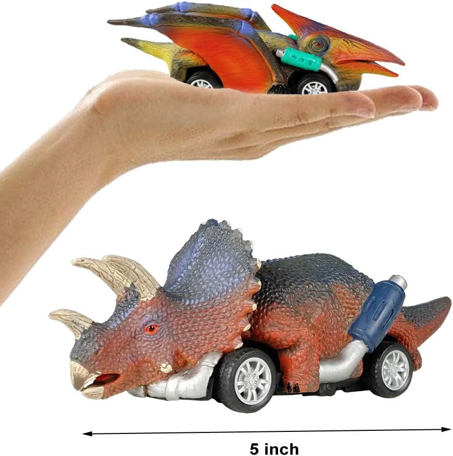 Dinosaur Toy Pull Back Cars, 6 Pack Dino Toys for 3 Year Old Boys Girls and Toddlers, Boy Toys Age 3, 4, 5 and Up, Pull Back Toy Cars