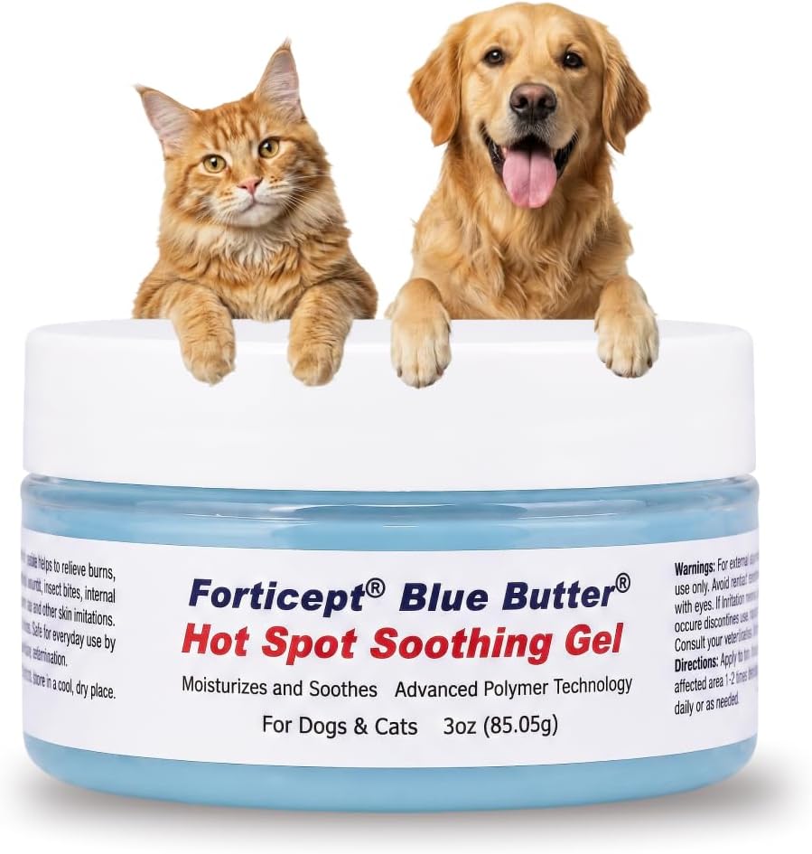 Blue Butter – Hot Spot Treatment for Dogs Cats | Dog Cat Wound Care | Skin Yeast Infections, Ringworm, Cuts, Rashes, First Aid Veterinary Strength Anti Itch Cream 4oz