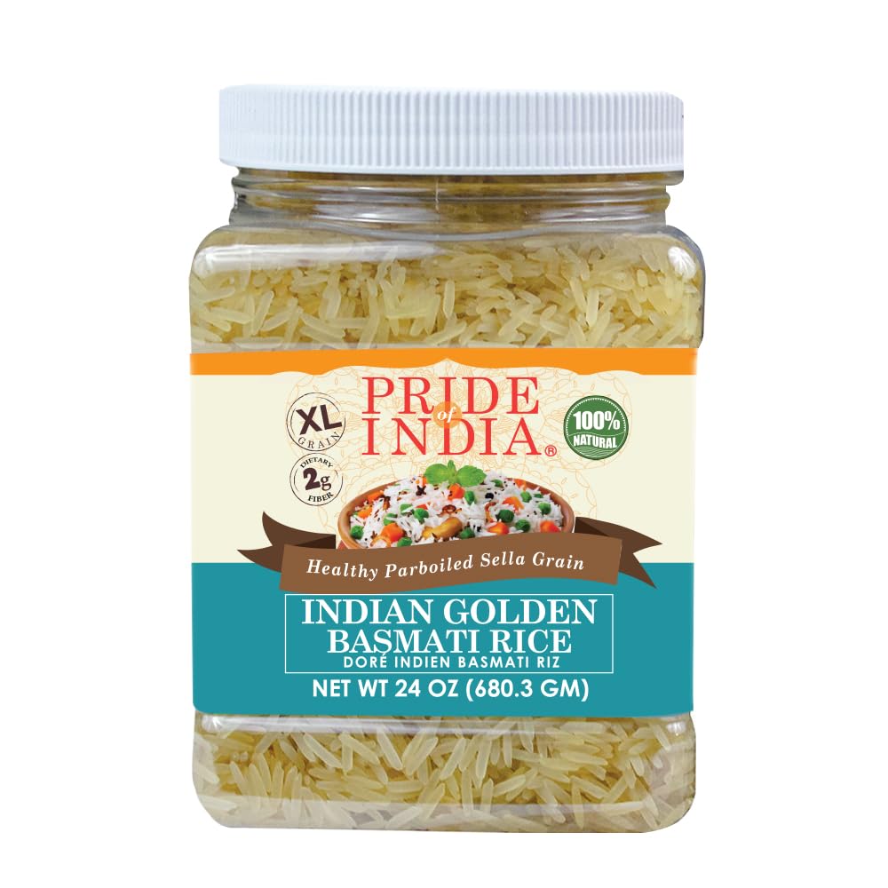 Pride Of India - Extra Long Indian Basmati Rice - Naturally Aged Aromatic Grain, 1.5 Pound Jar