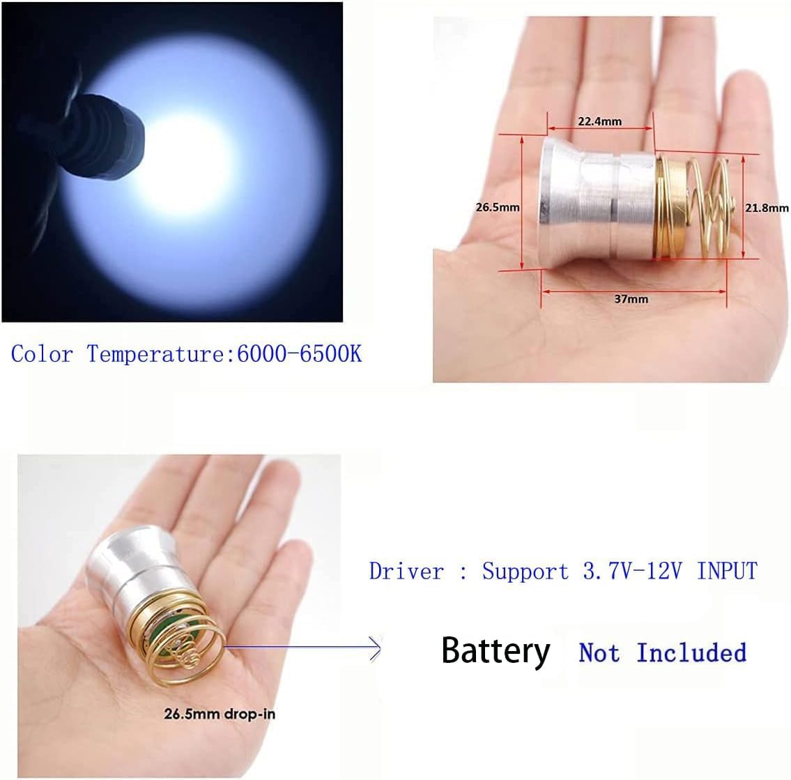 WF-502B Single Mode 1200 Lumen Mini Portable Tactical Clip Handheld Flashlight Torch Lamp, for Outdoor Sports and Indoor Activities (Camping, Hiking
