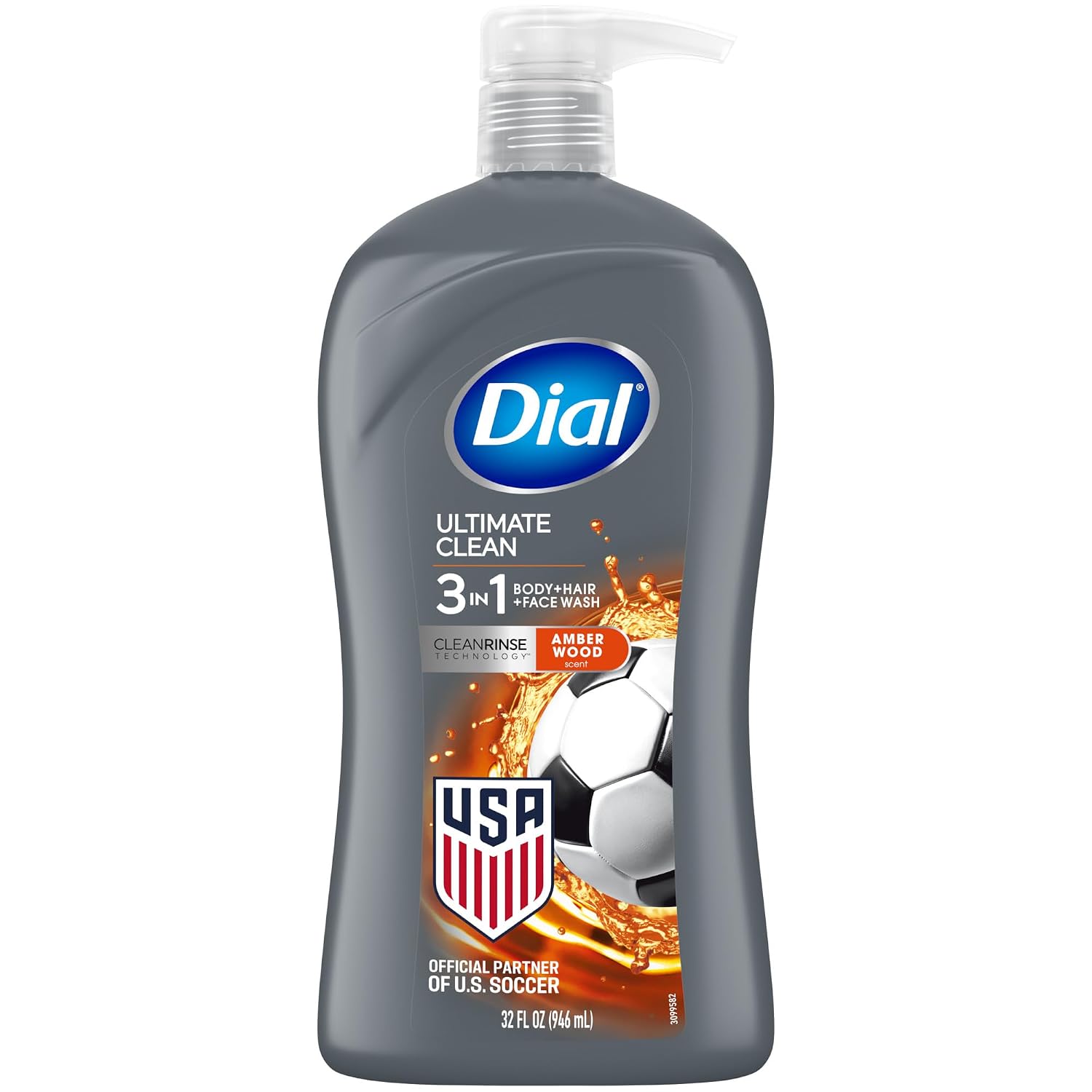 Dial Men 3in1 Body, Hair and Face Wash, Ultimate Clean, 32 Fl Oz