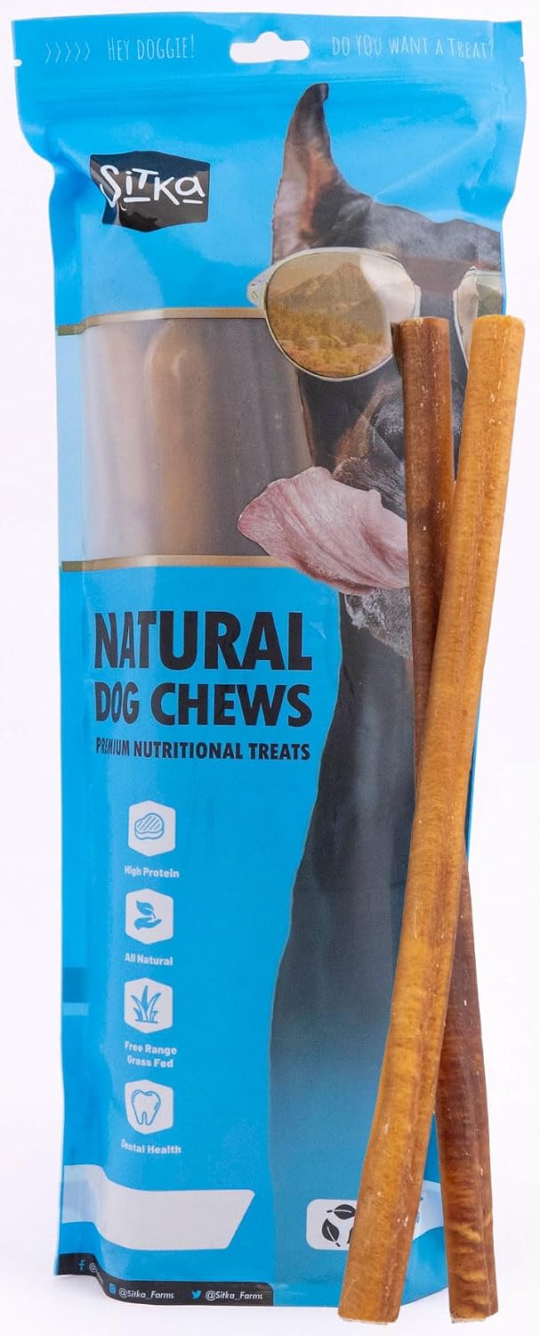 Sitka Farms Bully Sticks for Dogs, Dog Chews and Treats, 6 Inch, 20 Count