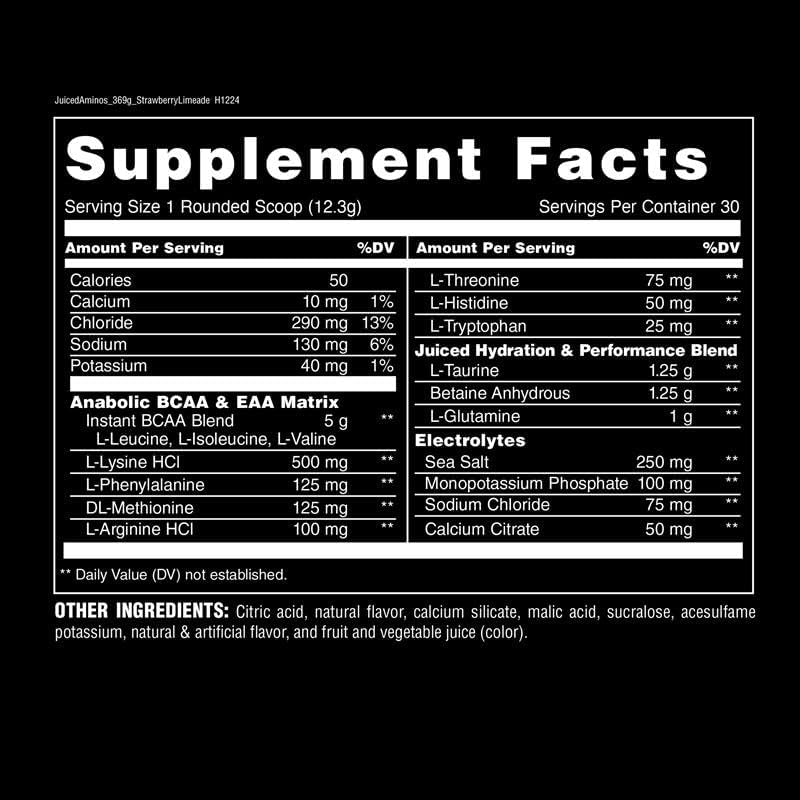 Animal Juiced Amino Acids - BCAA Powder EAA Matrix Plus Hydration with Electrolytes and Sea Salt Anytime Recovery and Improved Performance, Grape Flavor, 30 Servings