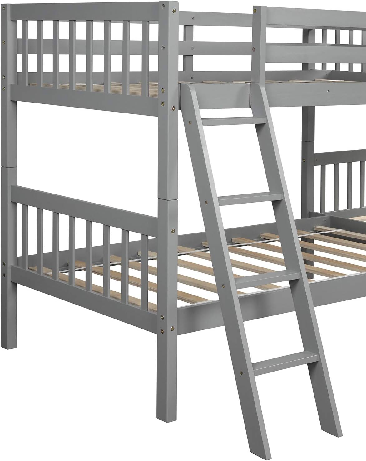 Harper & Bright Designs Twin L-Shaped Bunk Bed with Trundle, Can be Divided into Two L-Shaped Beds, No Spring Box Needed (Grey)
