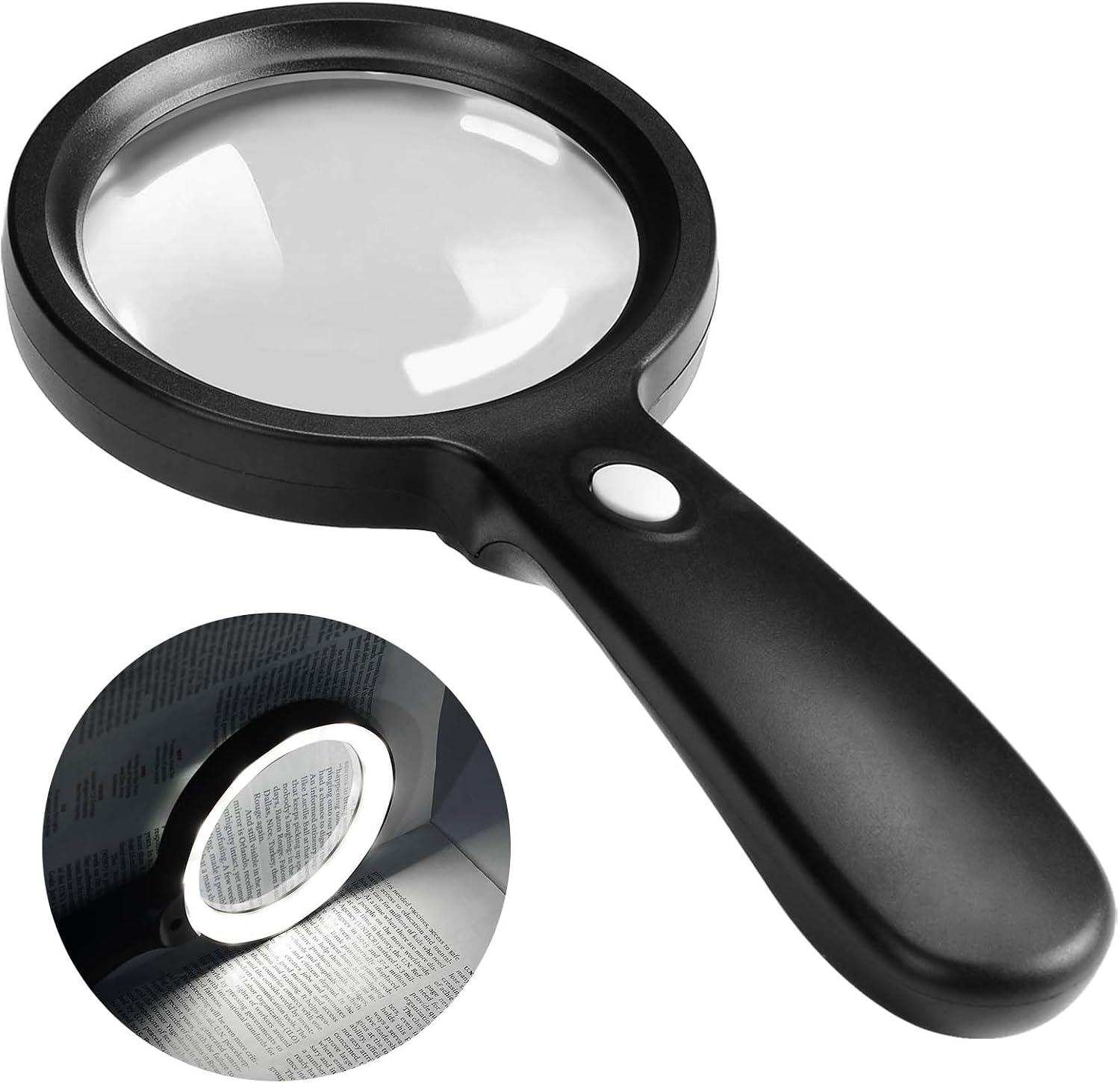 JMH Magnifying Glass with Light, 3X Handheld Large Magnifying Glass 12 LED Illuminated Lighted Magnifier for Macular Degeneration, Seniors Reading