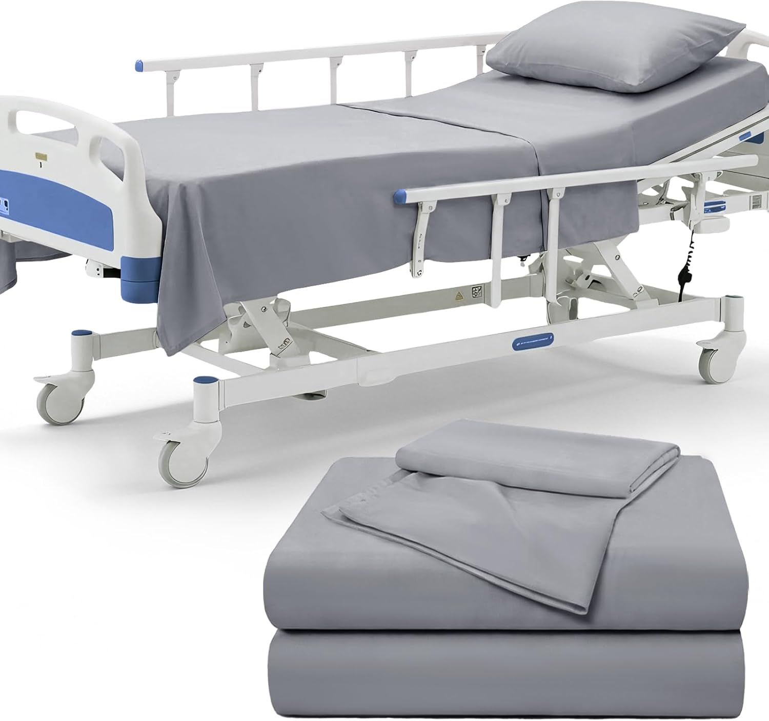 P Pothuiny 6 Piece Hospital Bed Sheet Set, White Brushed Microfiber | Soft Bed Sheets for Home/ Nursing/ Hospital Care Bed , 2 Deep Pocket Fitted Sheet 36"x80"+12", 2 Flat Sheet, 2 Pillowcases