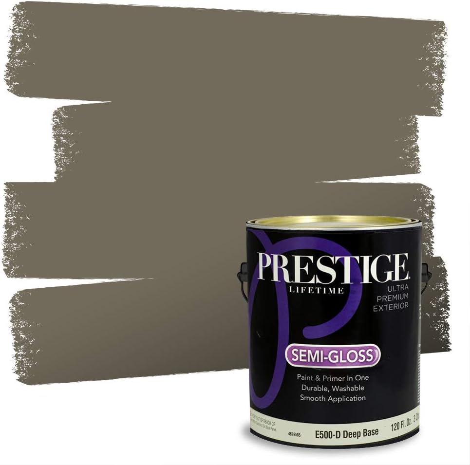 PRESTIGE Paints Exterior Paint and Primer In One, 1-Gallon, Satin, Comparable Match of Sherwin Williams* Ripe Olive*