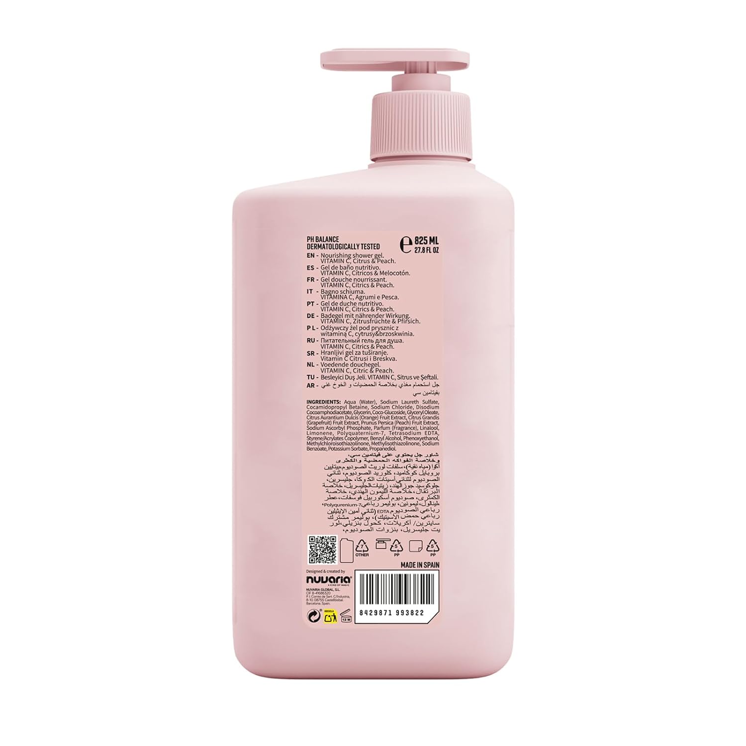 Dicora Urban Fit Shower Gel - Women and Mens Body Wash for All-Day Hydration - Prevents Premature Aging with Vitamin C - Citrus and Peach - 25.4 oz