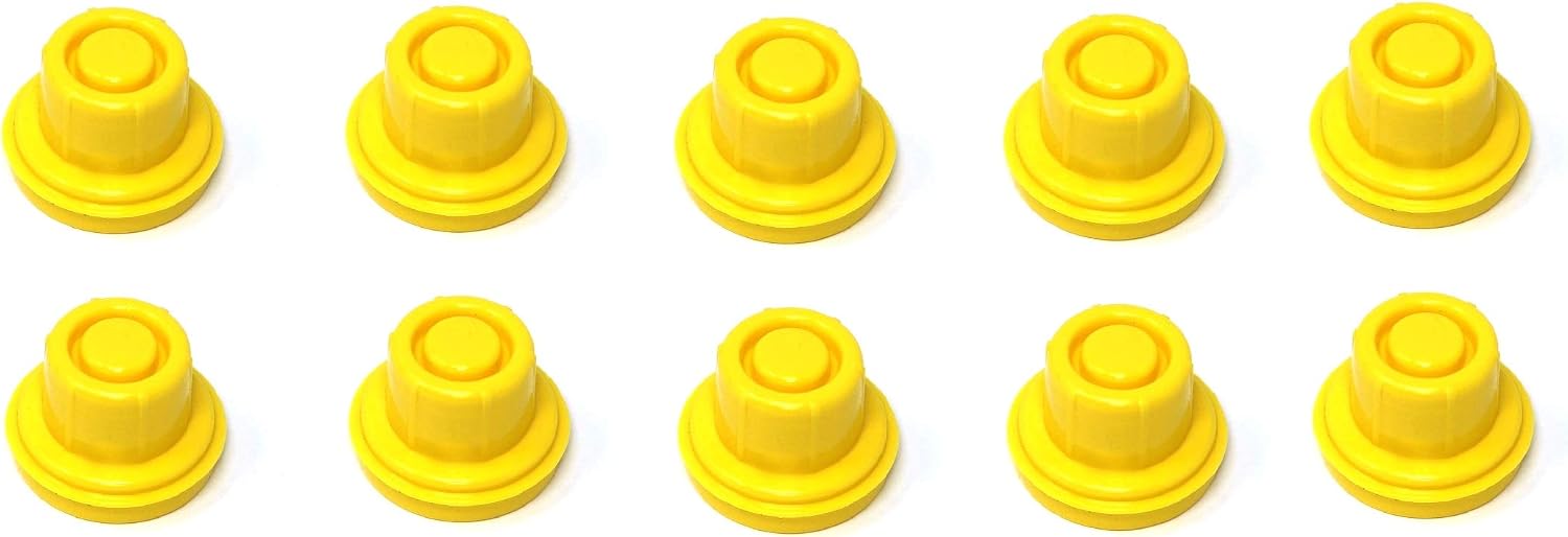 10 Pack Replacement YELLOW SPOUT CAPS Top Hat Style fits # 900302 900092 BLITZ Gas Can Spout Cap fits self venting gas can Aftermarket (SPOUTS NOT