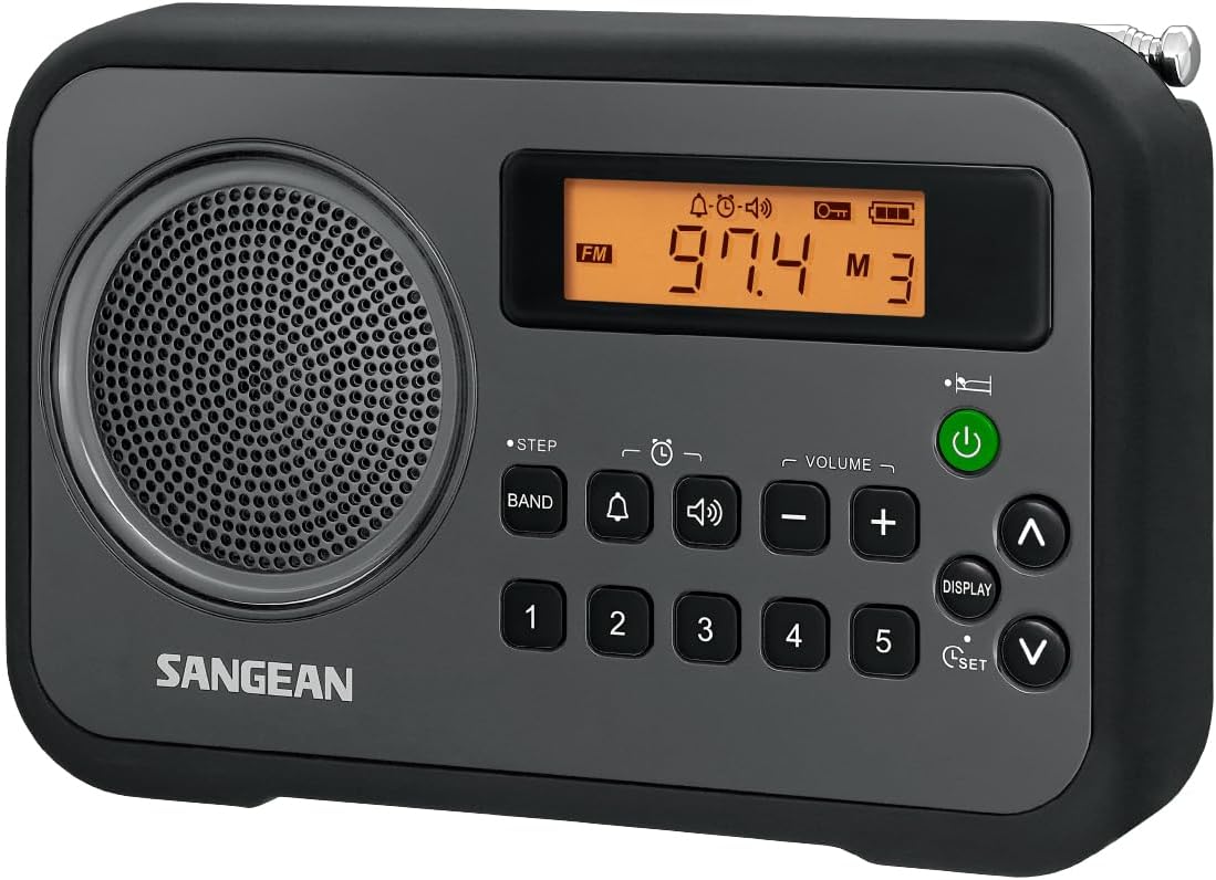Sangean PR-D18BU AM /FM / Portable Digital Radio with Protective Bumper (White/Blue)