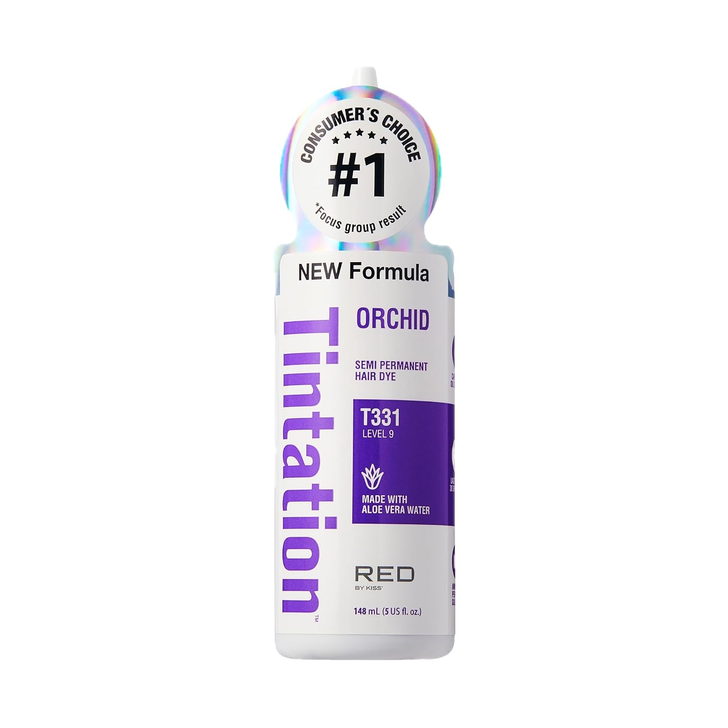 Red by Kiss Tintation Semi-Permanent Hair Color, Aloe Vera Water Based, Argan Oil, Olive Oil, Collagen & Keratin, Long-Lasting Color Dye (Honey Brown, 5 Fl Oz)
