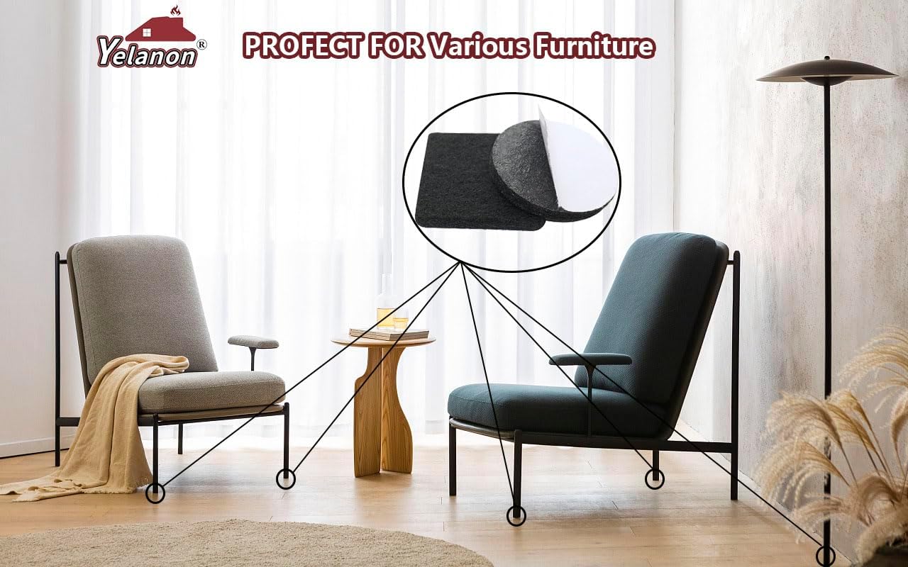 Yelanon Felt Furniture Pads 56 Pcs for Hardwood Floors Brown