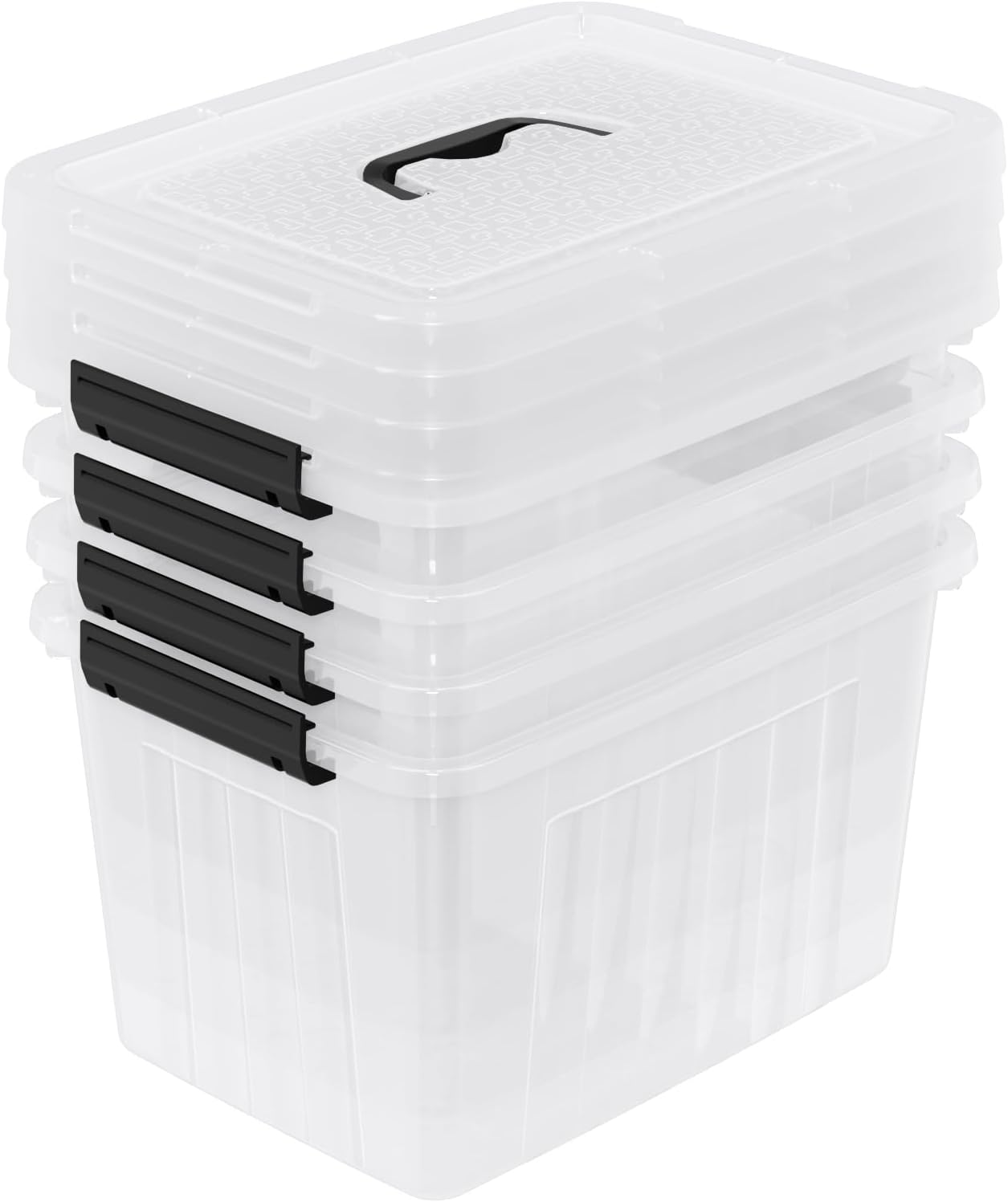 30L Plastic Storage Bin with Lid, Stackable Clear Container